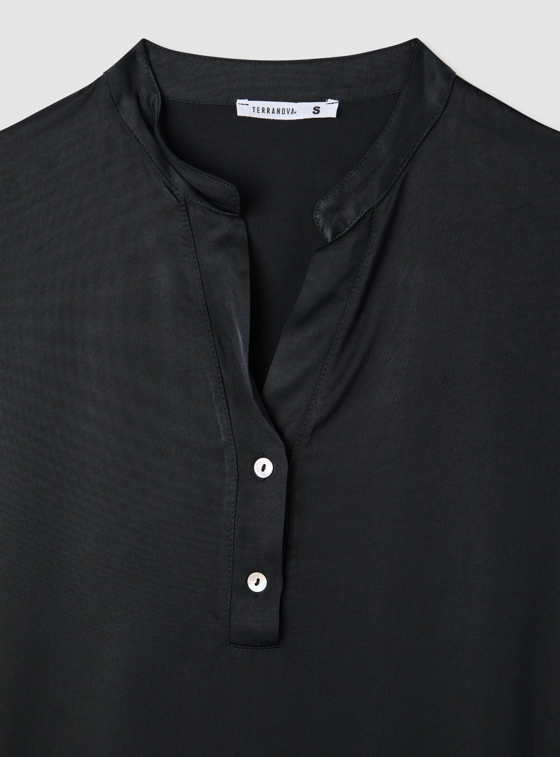 Camicia a maniche corte con collo alla coreana satin - Image 7