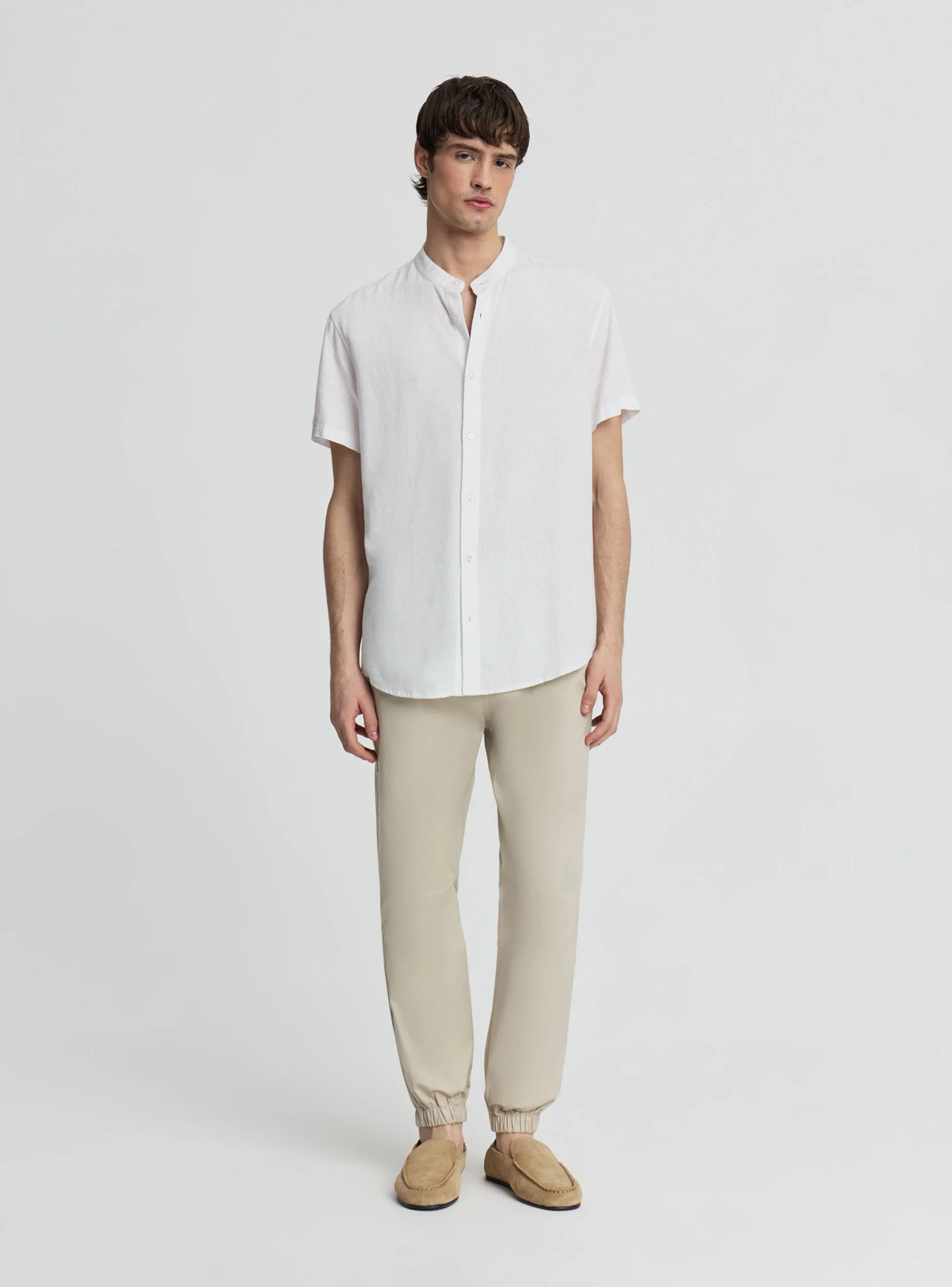 Camicia a maniche corte con collo coreano