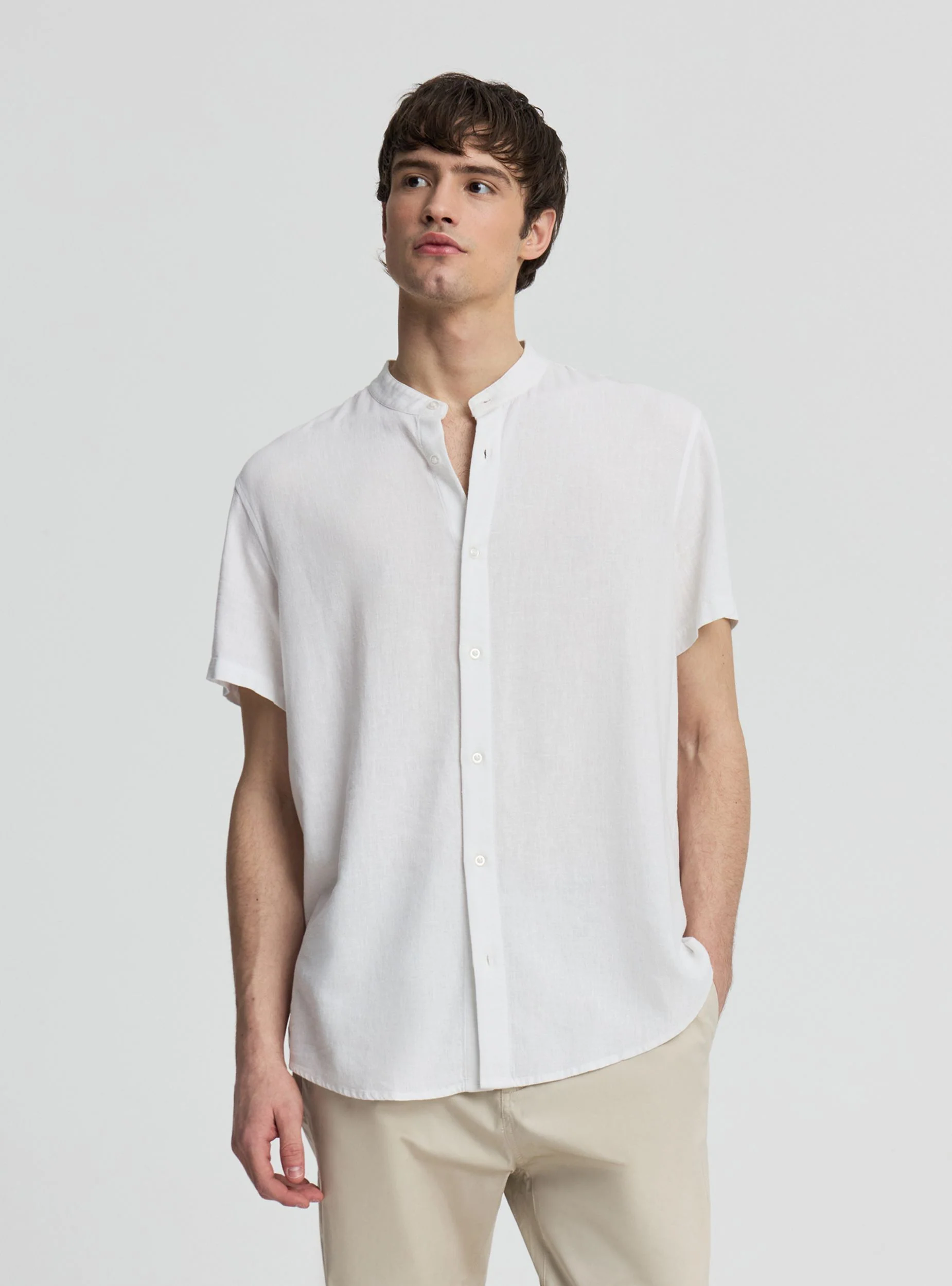 Camicia a maniche corte con collo coreano - Image 2