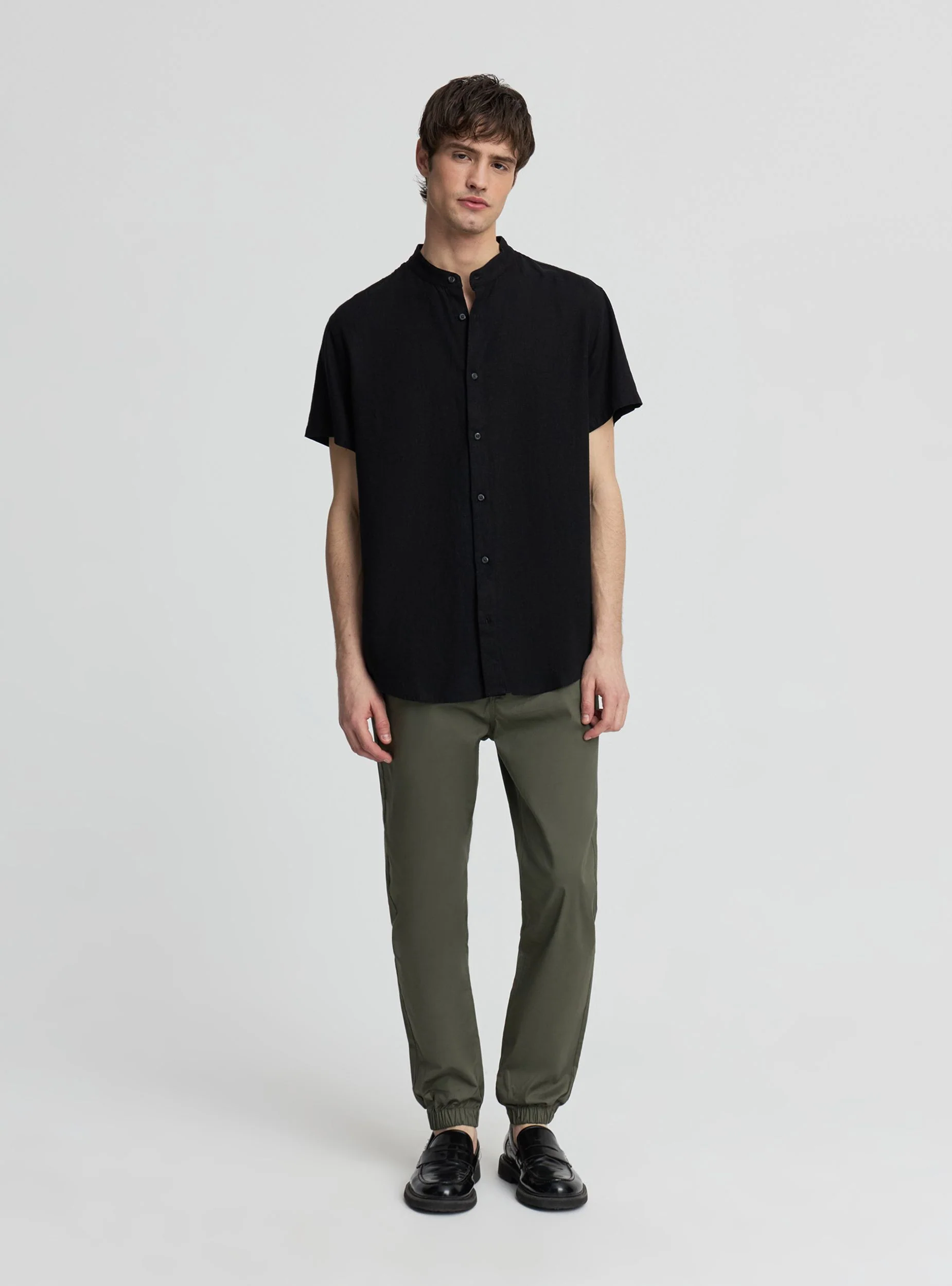 Camicia a maniche corte con collo coreano - Image 3