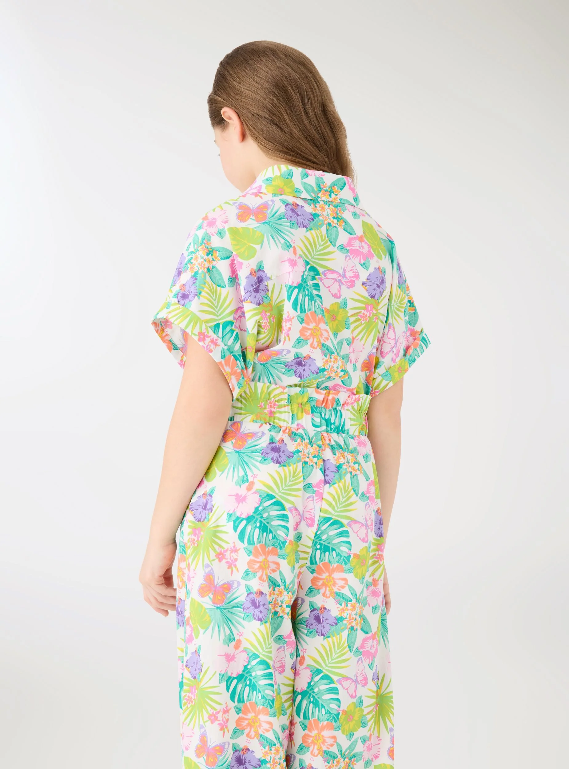 Camicia a maniche corte con nodo e stampa floreale - Image 3