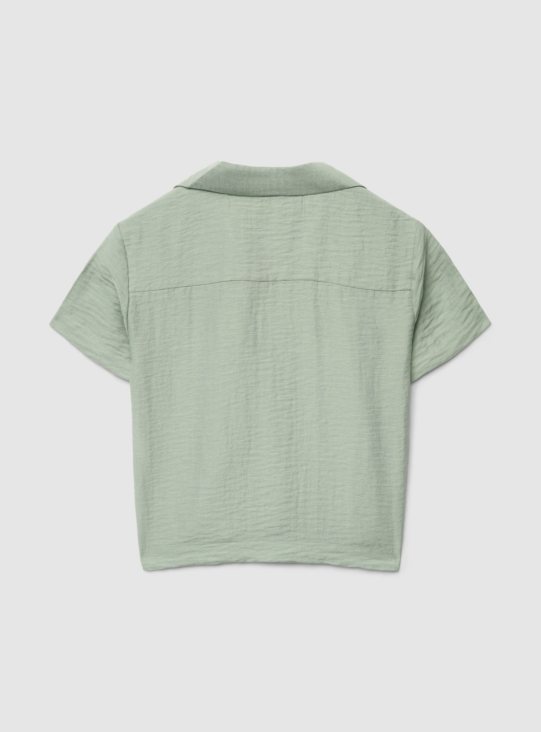 Camicia a maniche corte tinta unita con taschino - Image 2