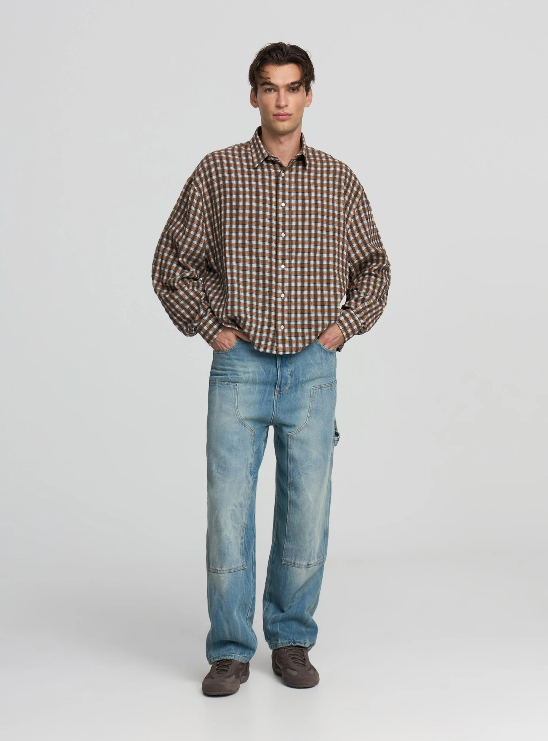Camicia a quadri boxy scritta retro - Image 2