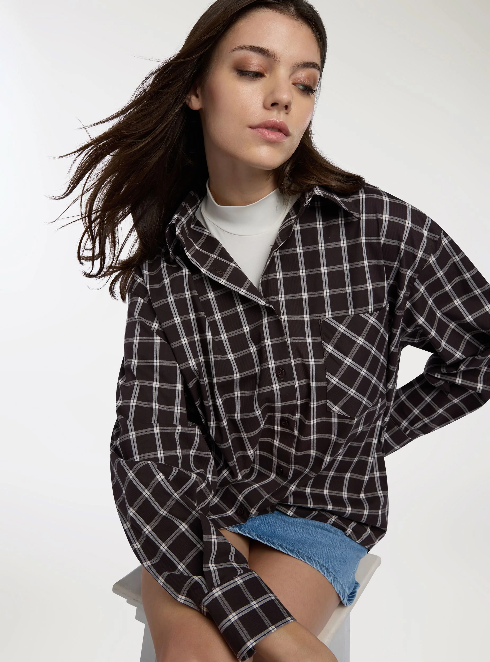 Camicia a quadri over con taschino - Image 7