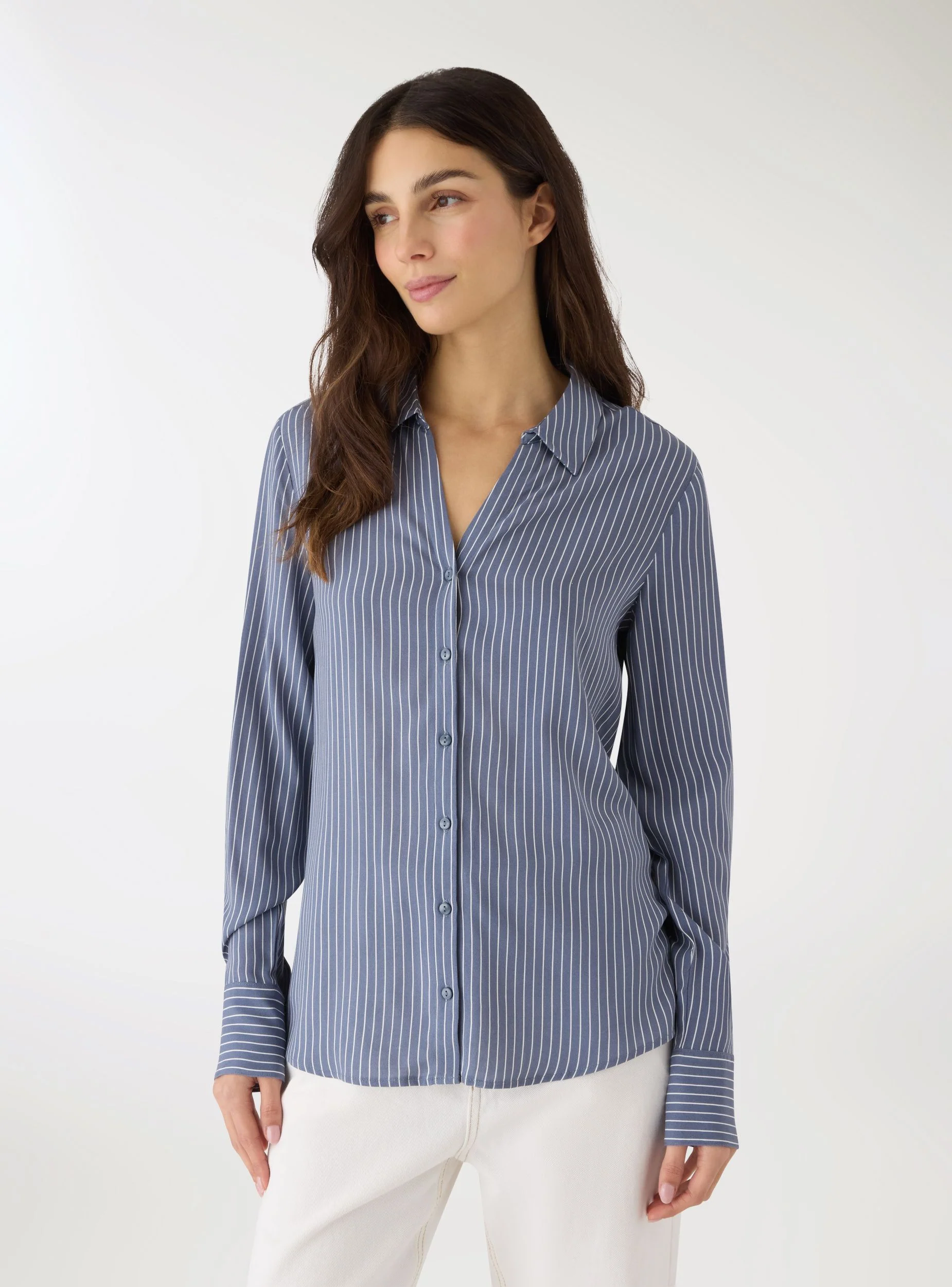 Camicia a righe colletto ampio
