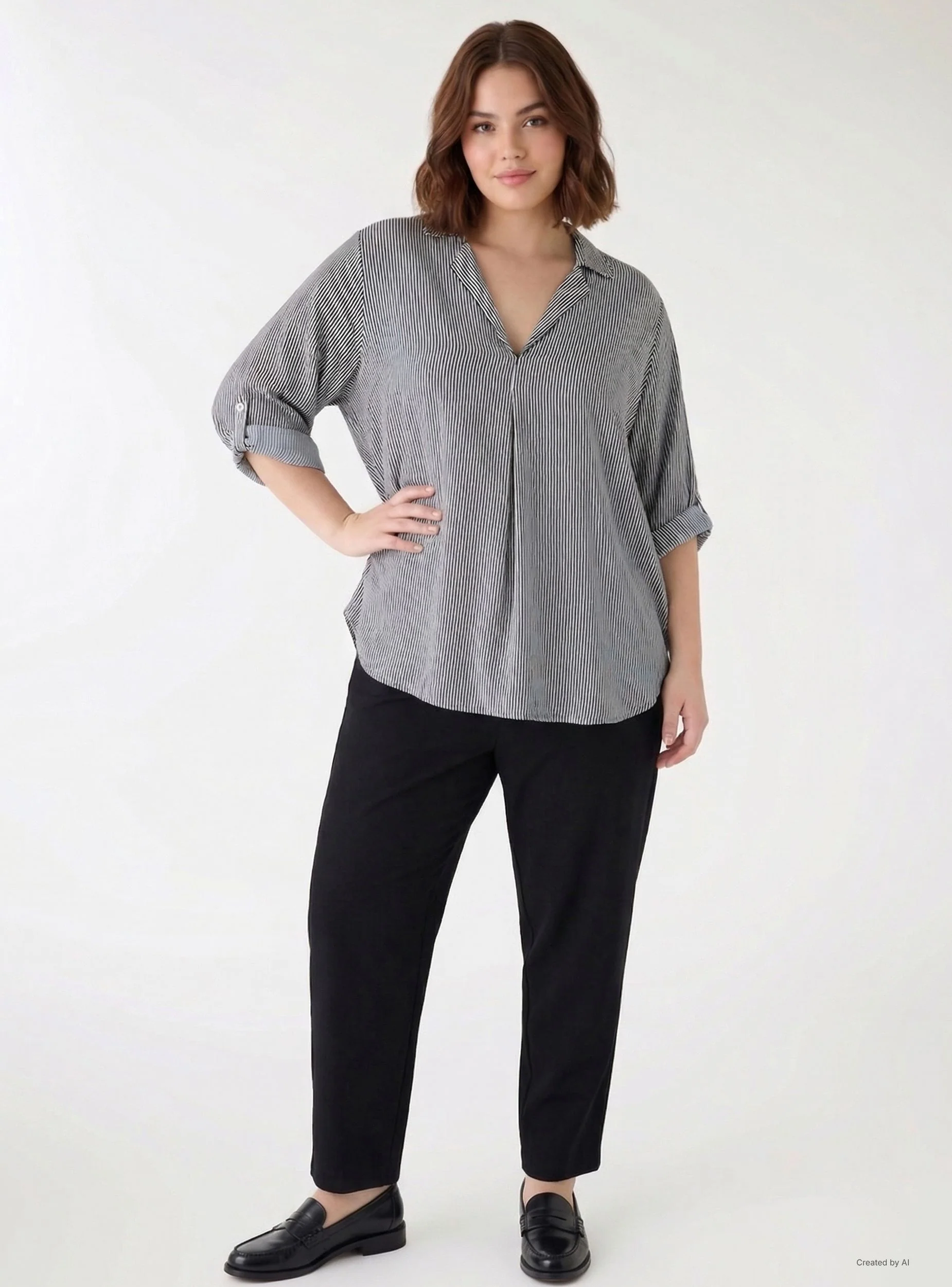 Camicia a righe con colletto rever - Image 8