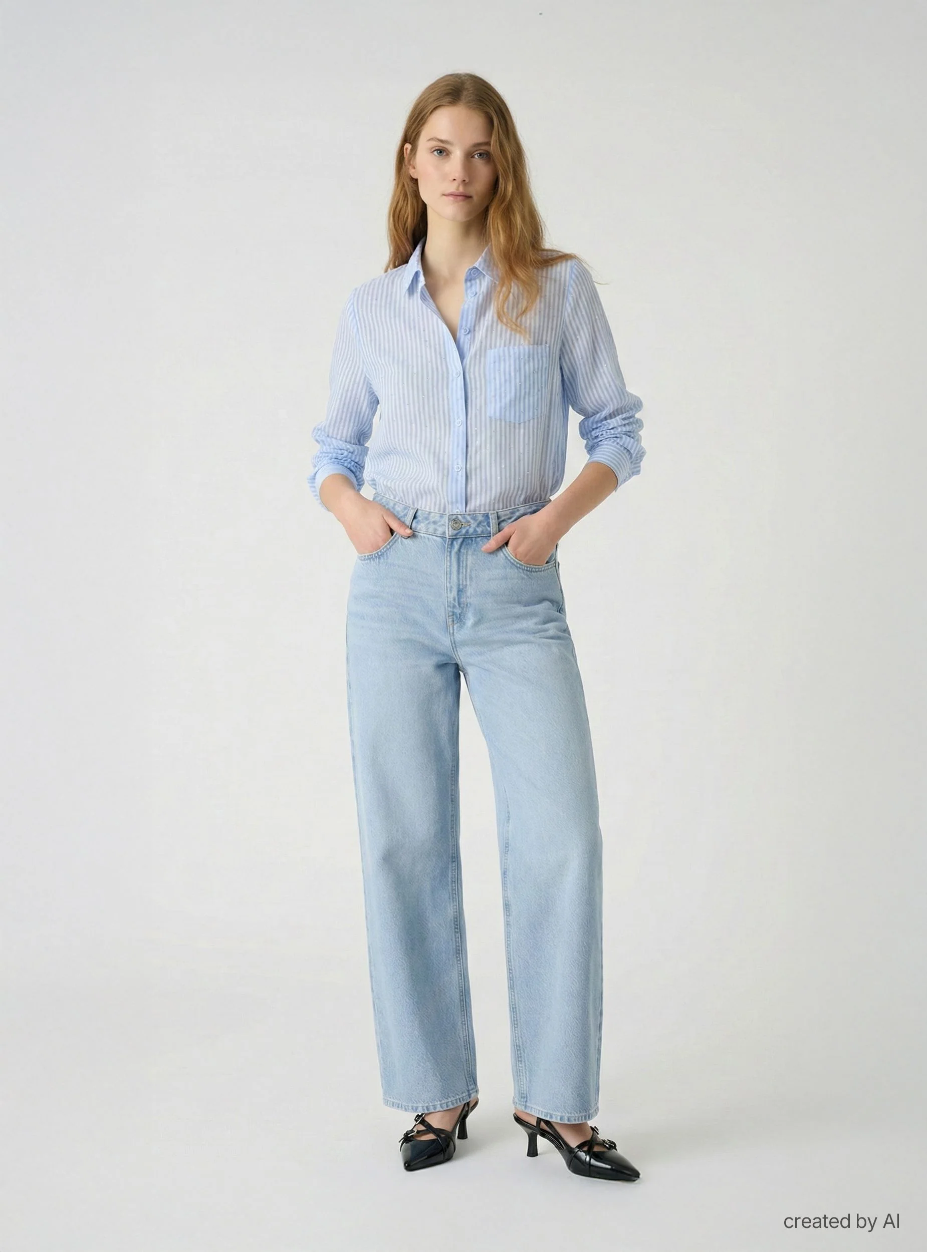 Camicia a righe con effetto luccicante