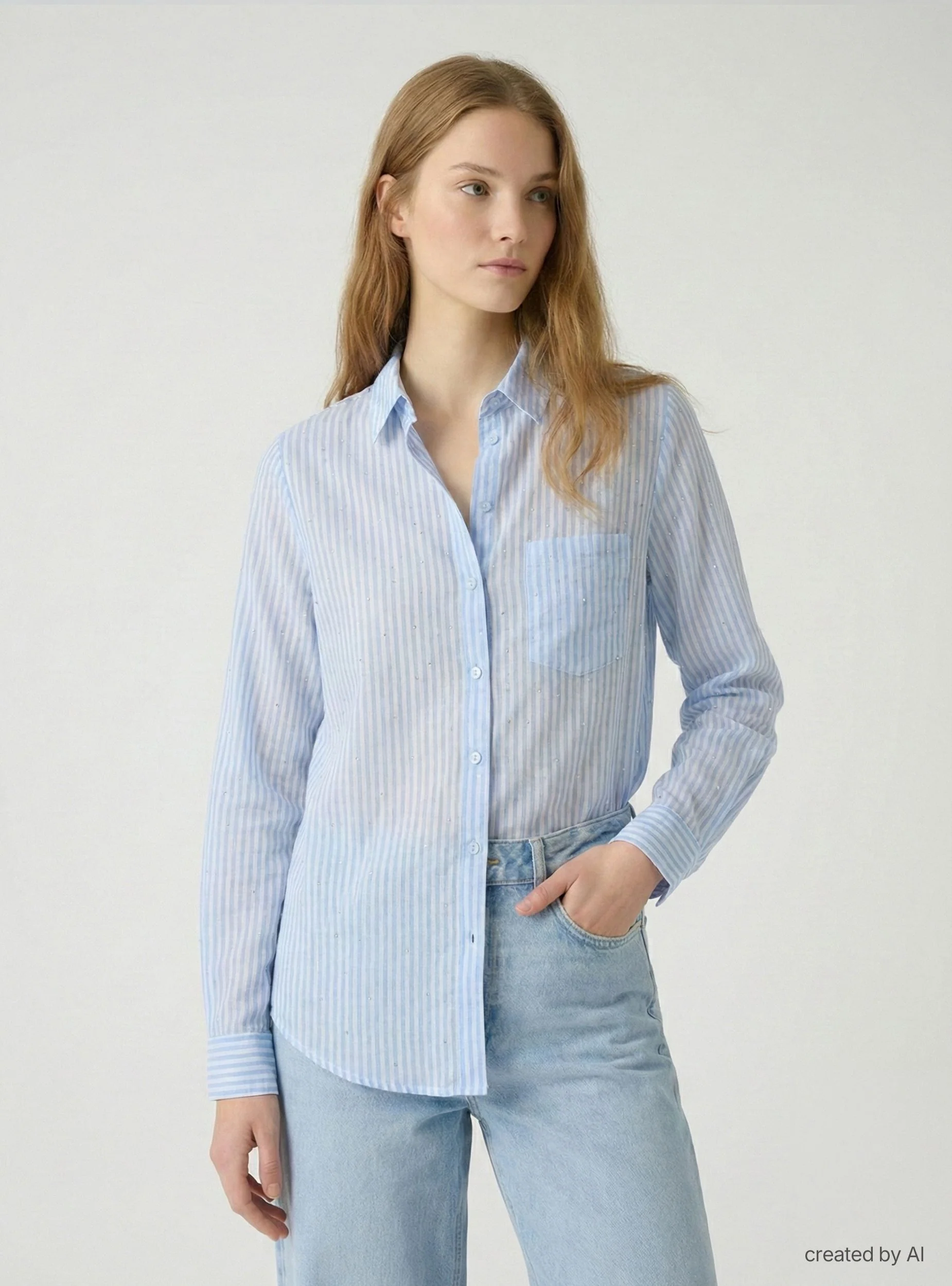 Camicia a righe con effetto luccicante - Image 3