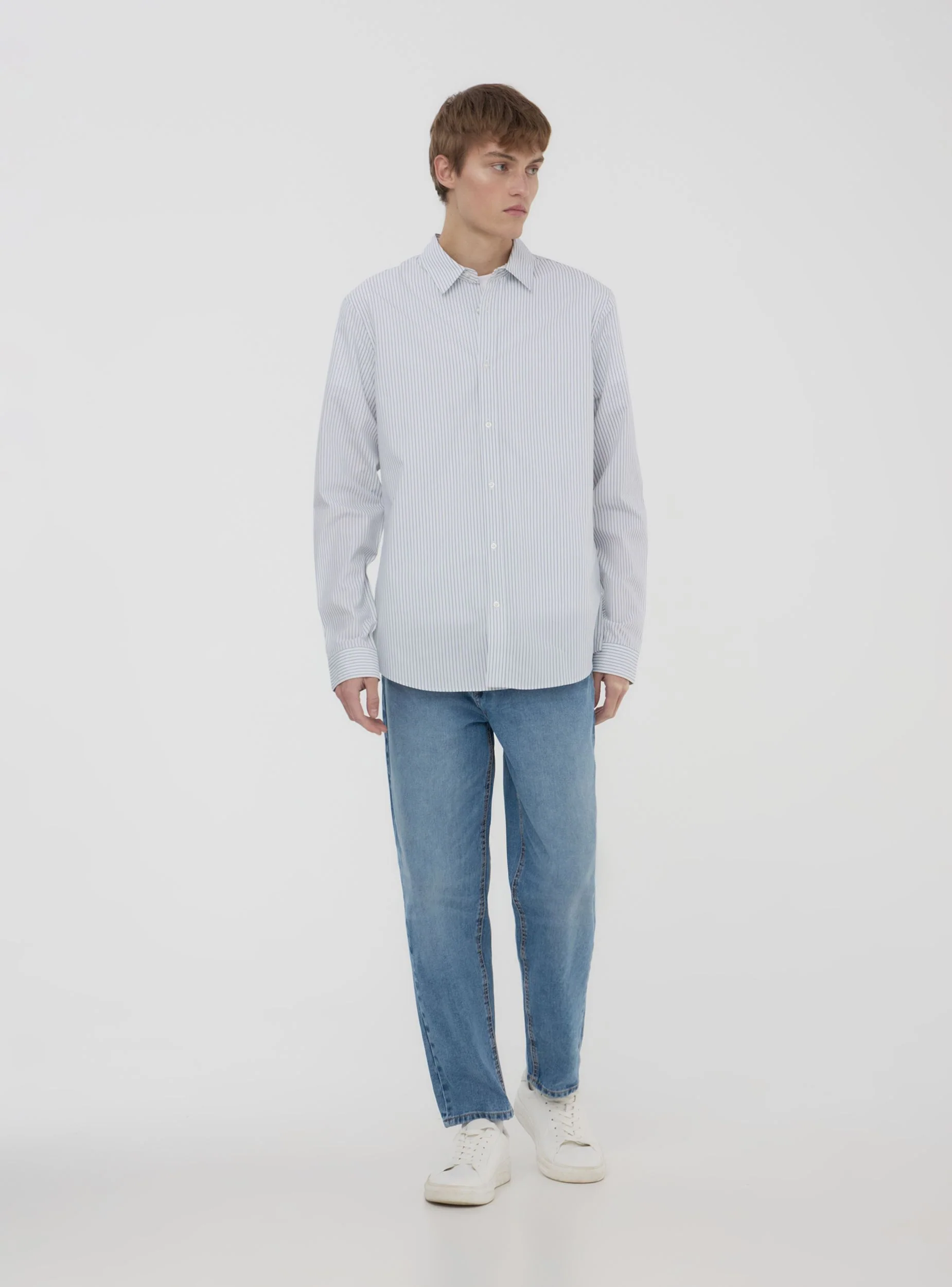 Camicia a righe popeline stretch