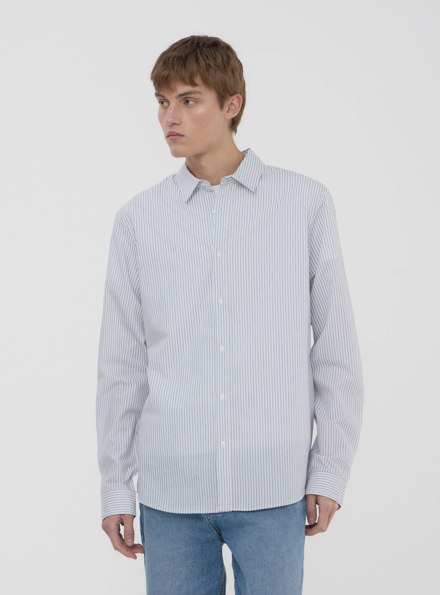 Camicia a righe popeline stretch - Image 2