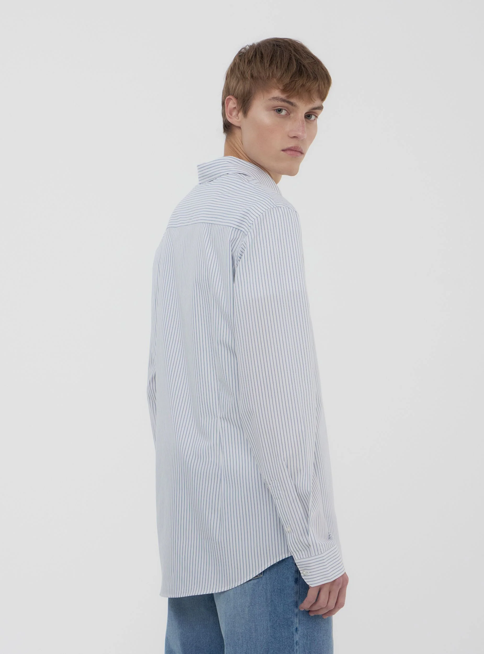 Camicia a righe popeline stretch - Image 3