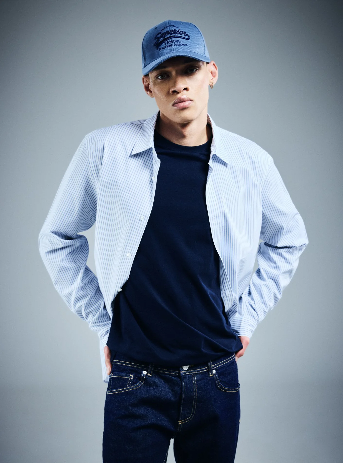 Camicia a righe popeline stretch - Image 7