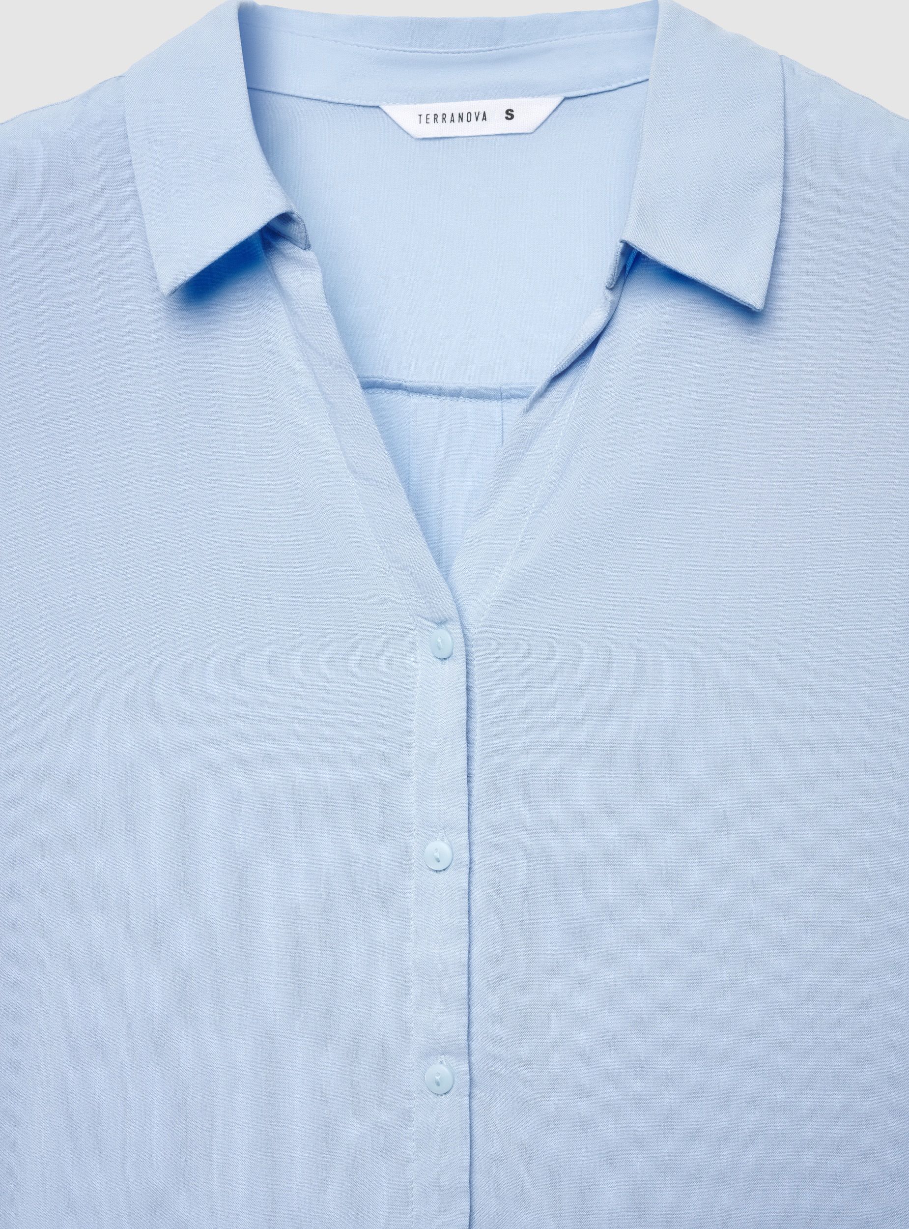 Camicia a tinta unita con colletto aperto - Image 7