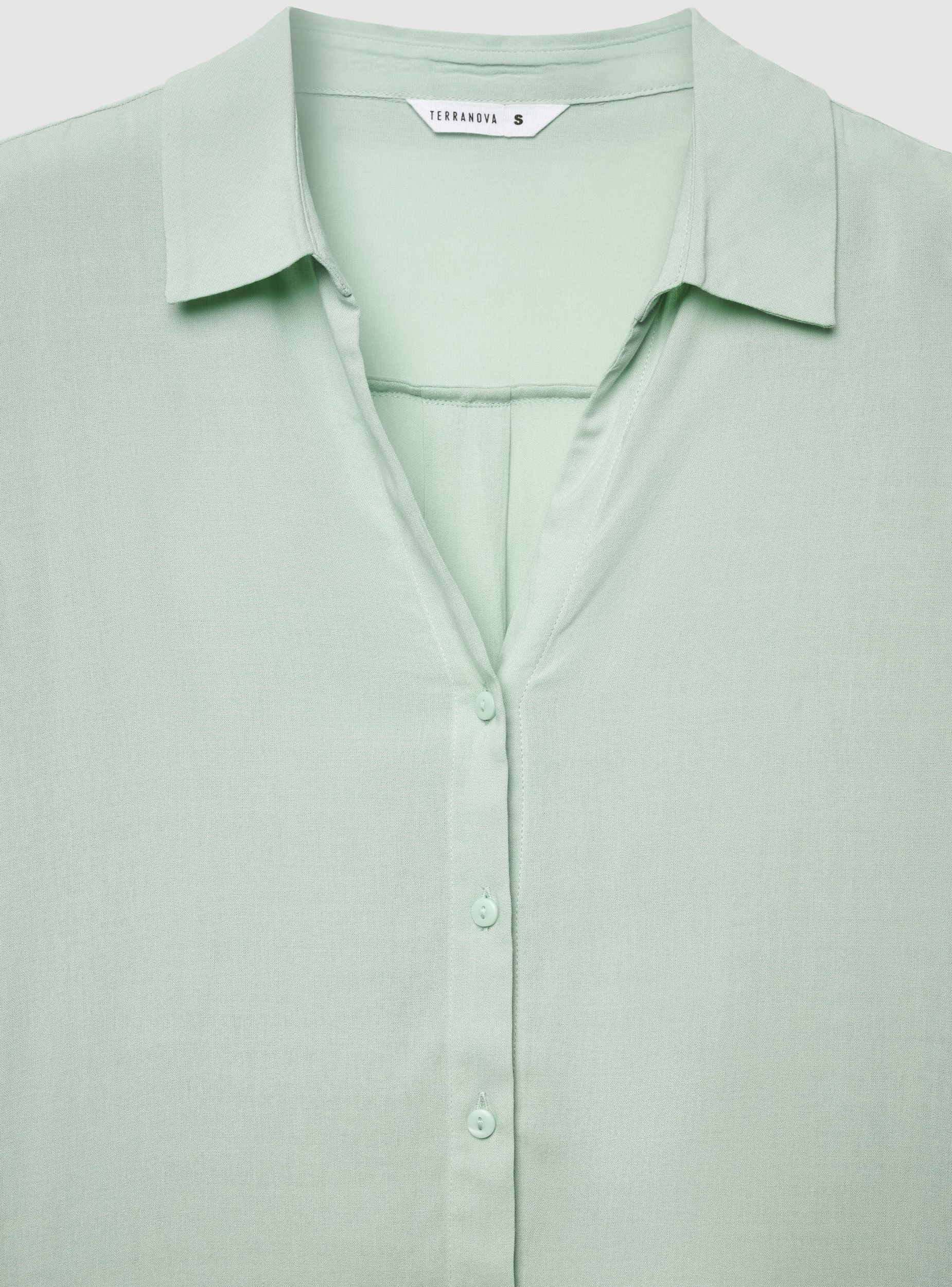 Camicia a tinta unita con colletto aperto - Image 5