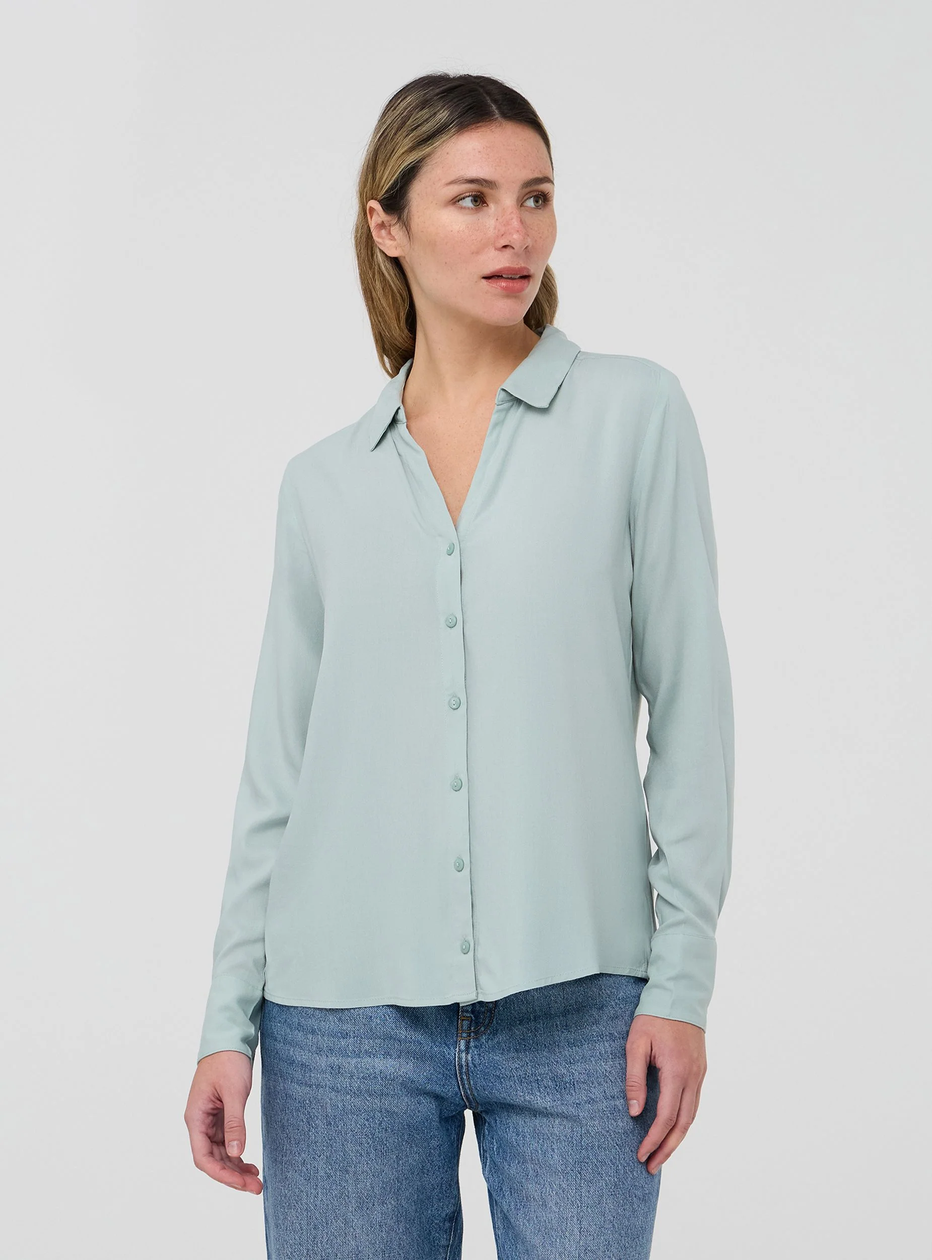 Camicia ampia a tinta unita - Image 3