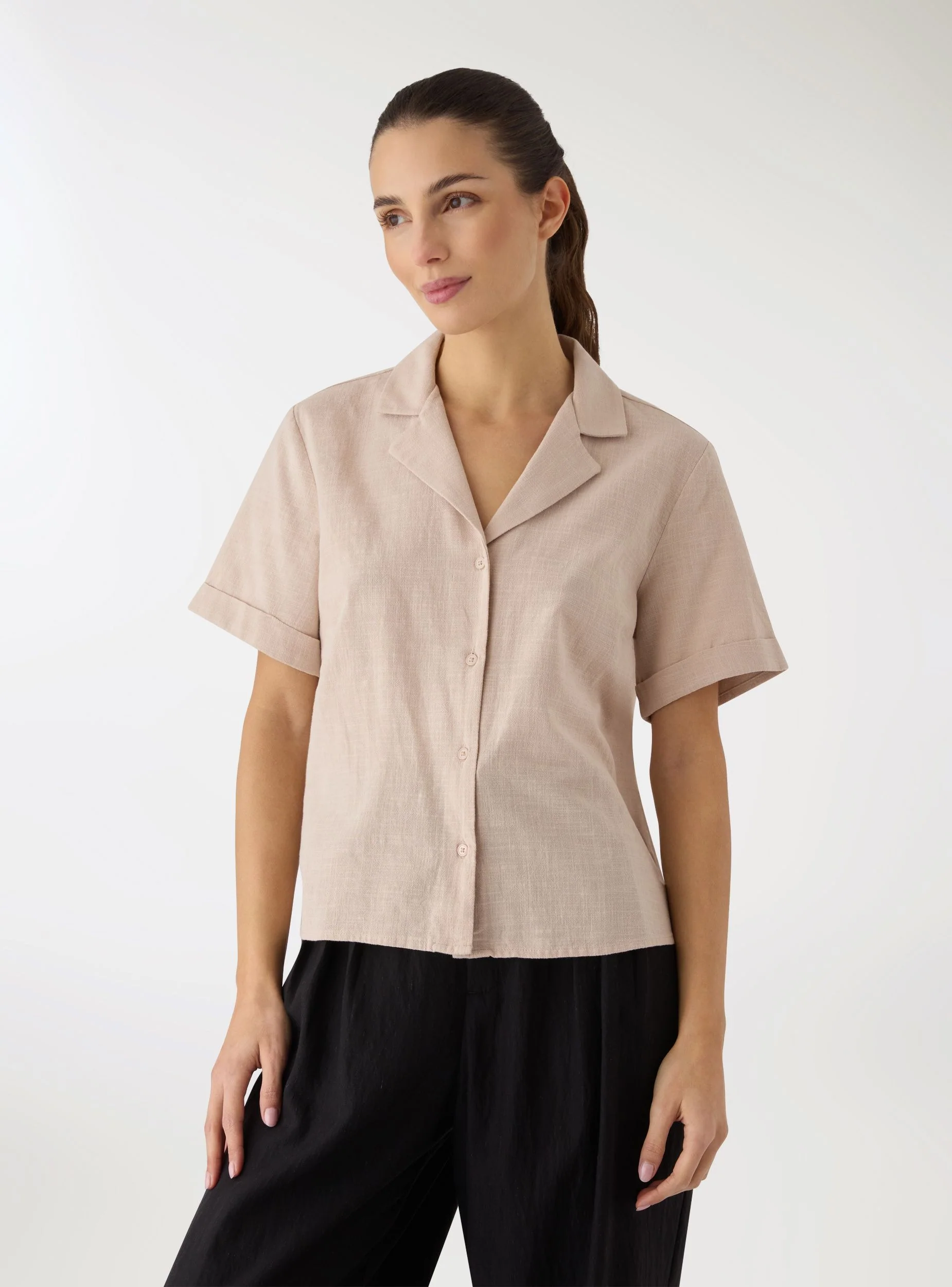 Camicia ampia effetto lino