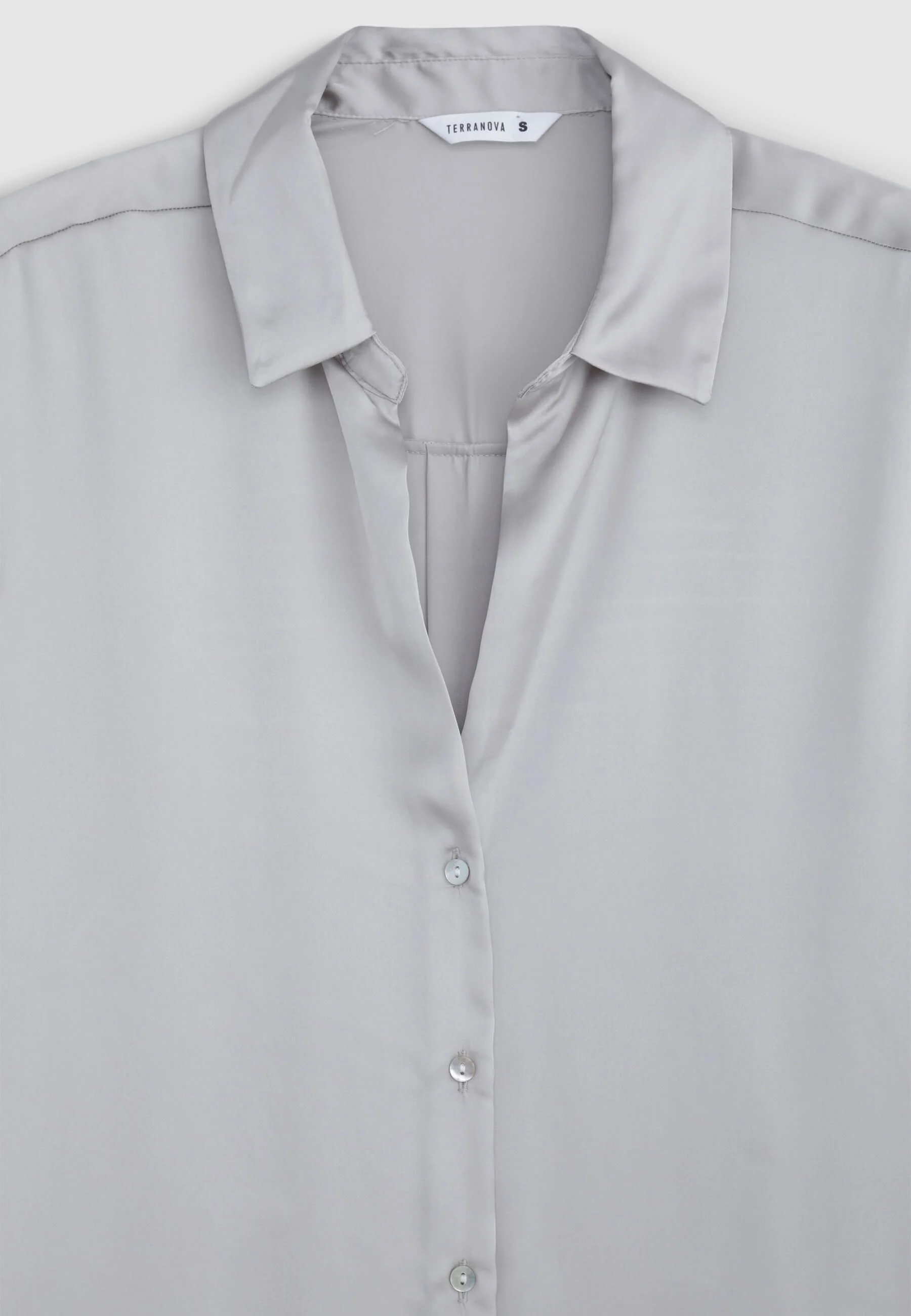 Camicia ampia effetto raso tinta unita - Image 7