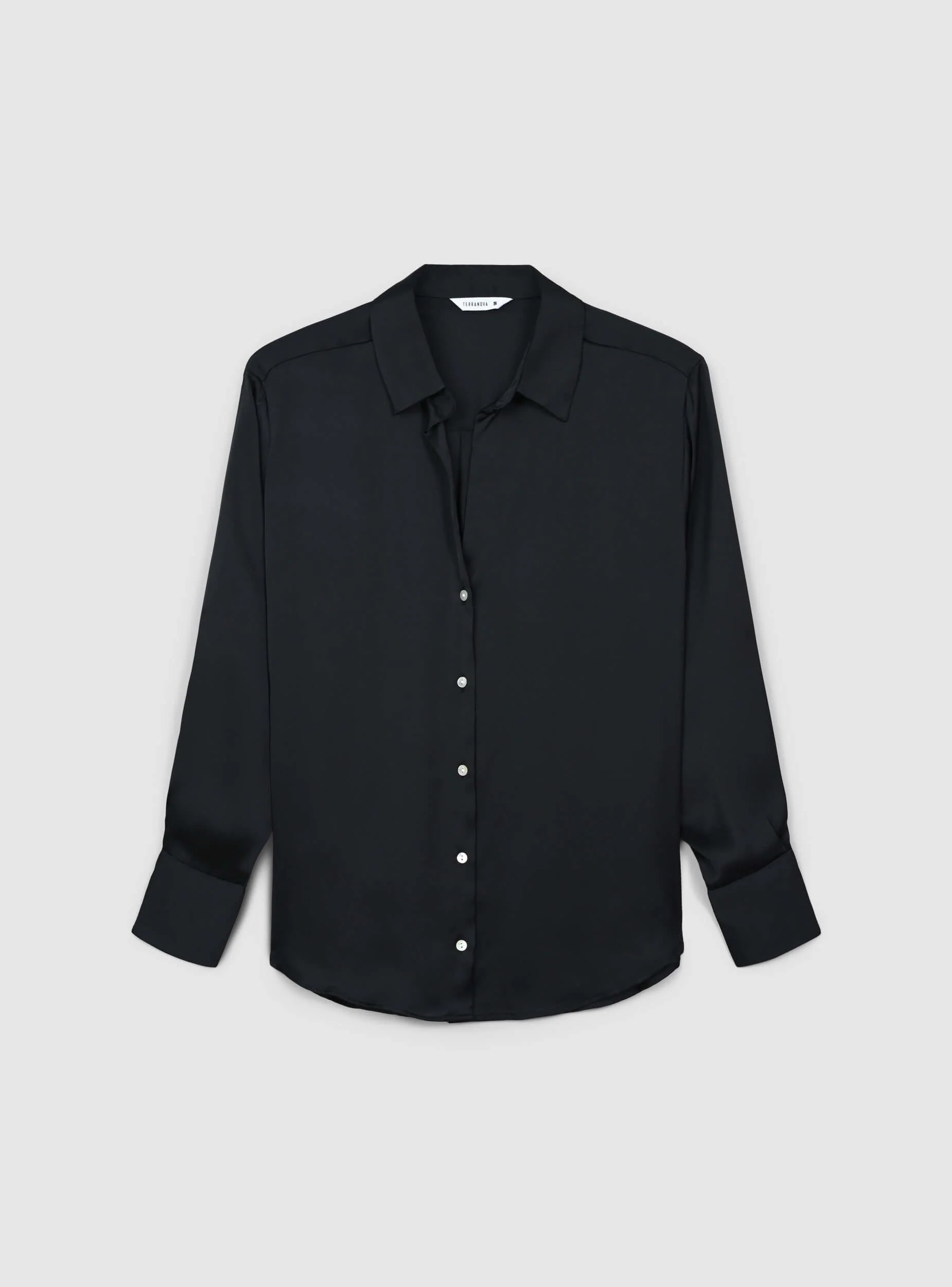 Camicia ampia effetto raso tinta unita - Image 4