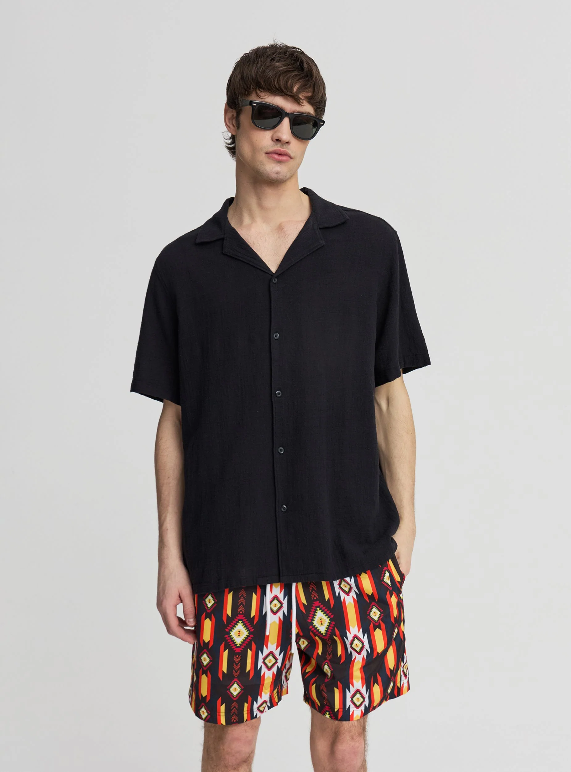 Camicia bowling a tinta unita