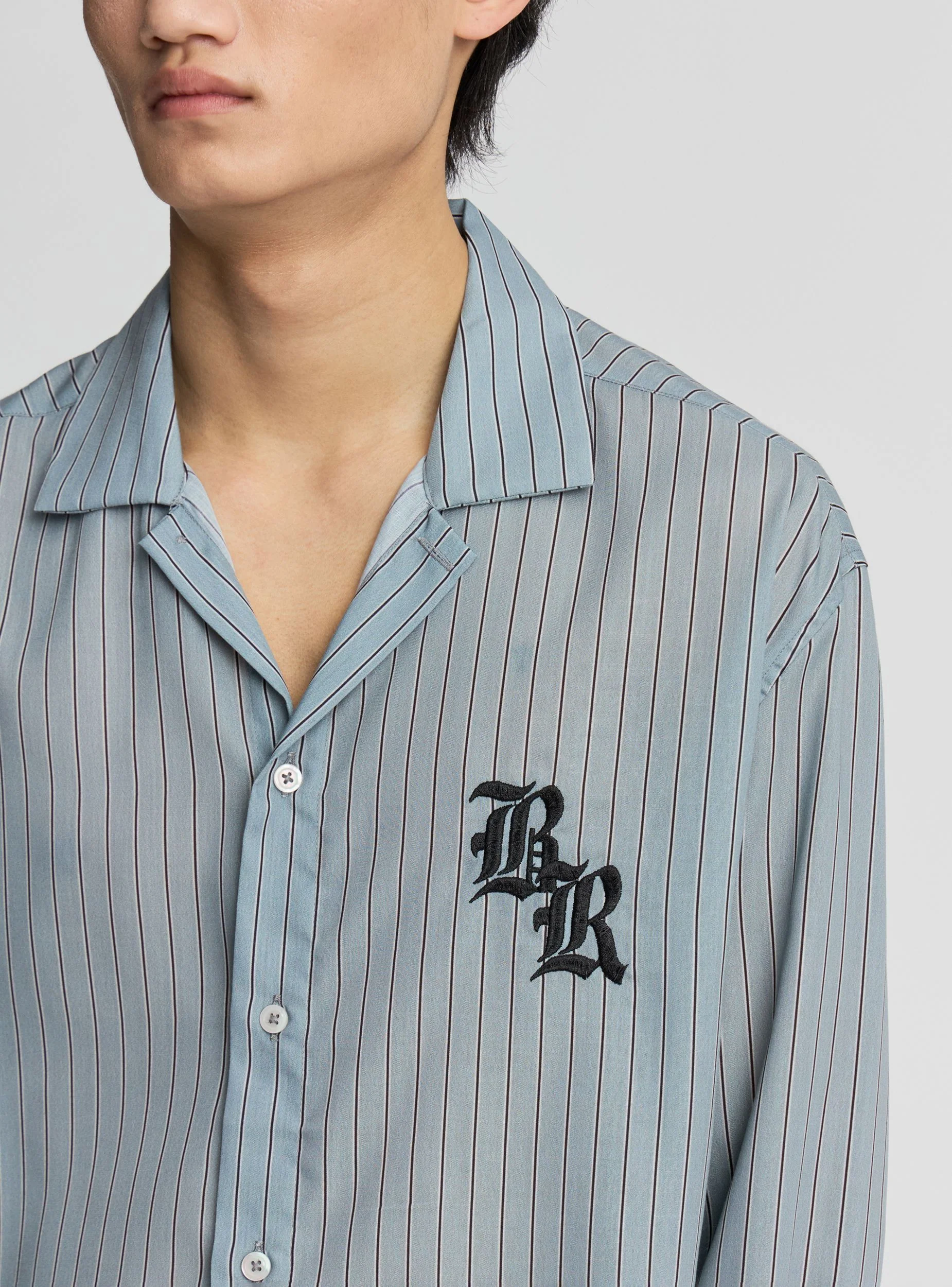Camicia boxy a righe con ricamo - Image 3