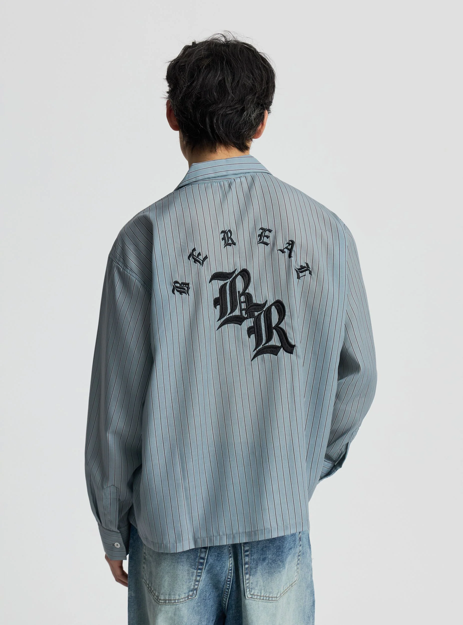 Camicia boxy a righe con ricamo - Image 8