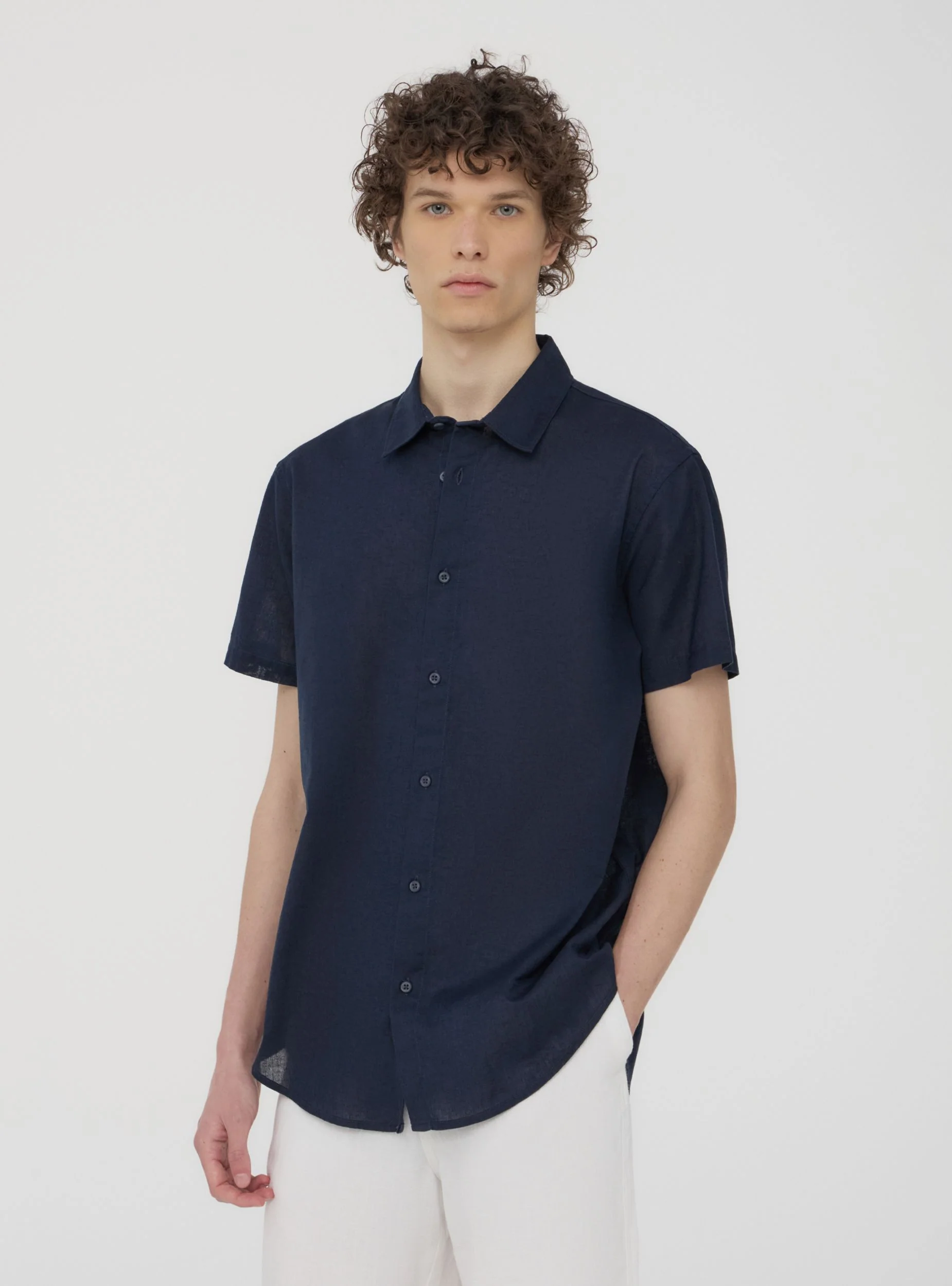 Camicia classica cotone misto lino - Image 2