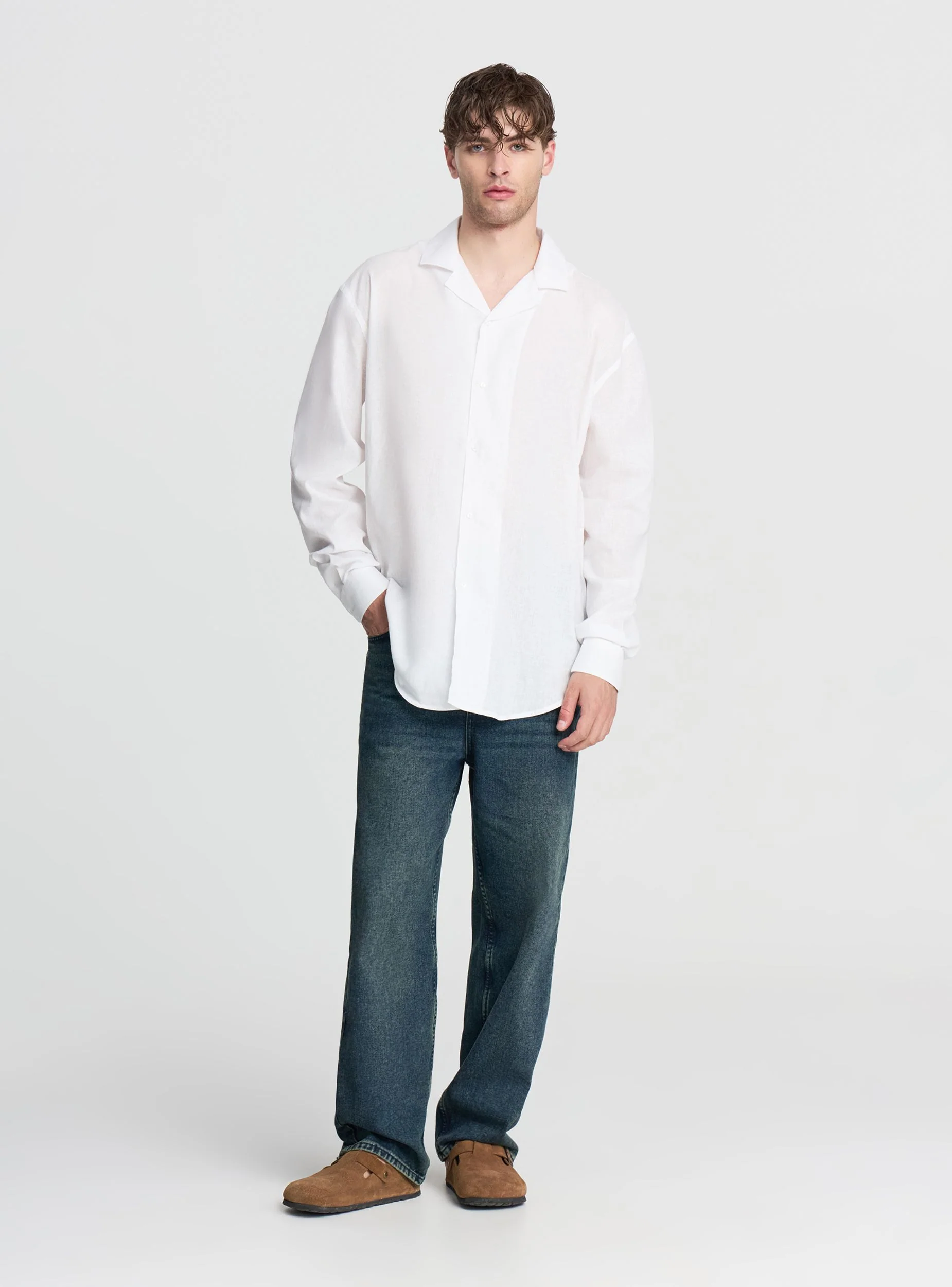 Camicia classica misto lino