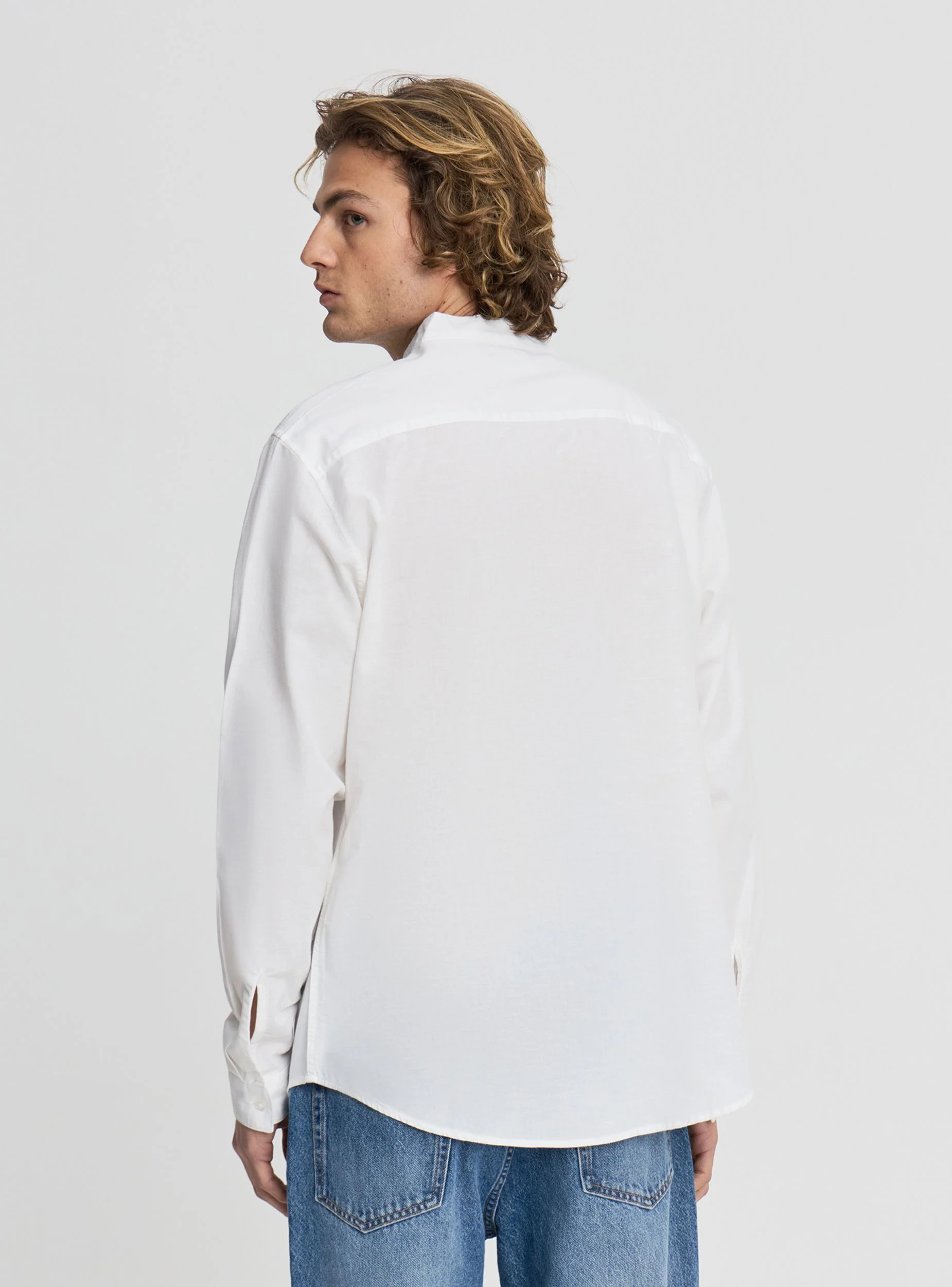 Camicia collo coreana misto lino - Image 3