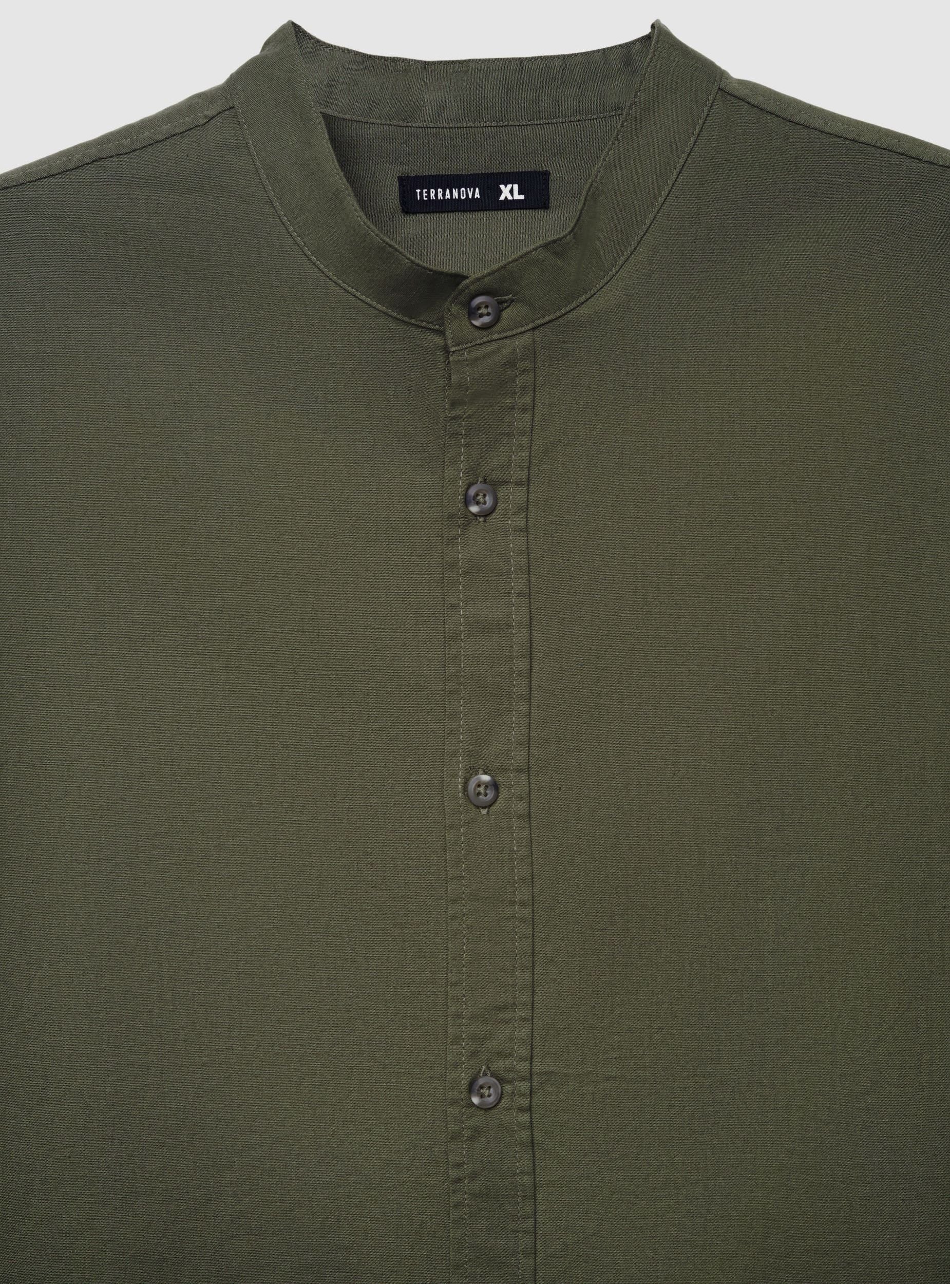Camicia collo coreana misto lino - Image 6