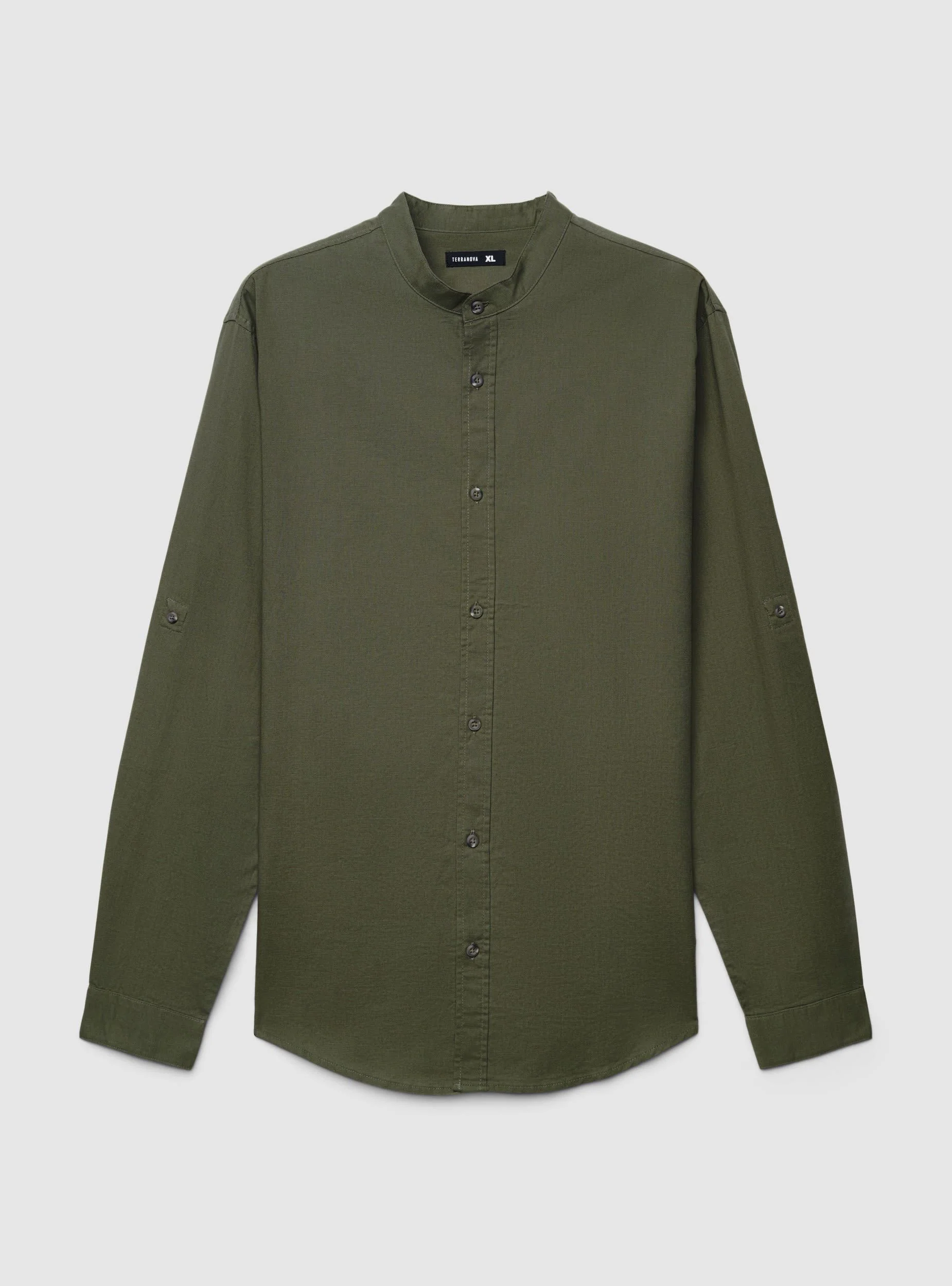 Camicia collo coreana misto lino - Image 7