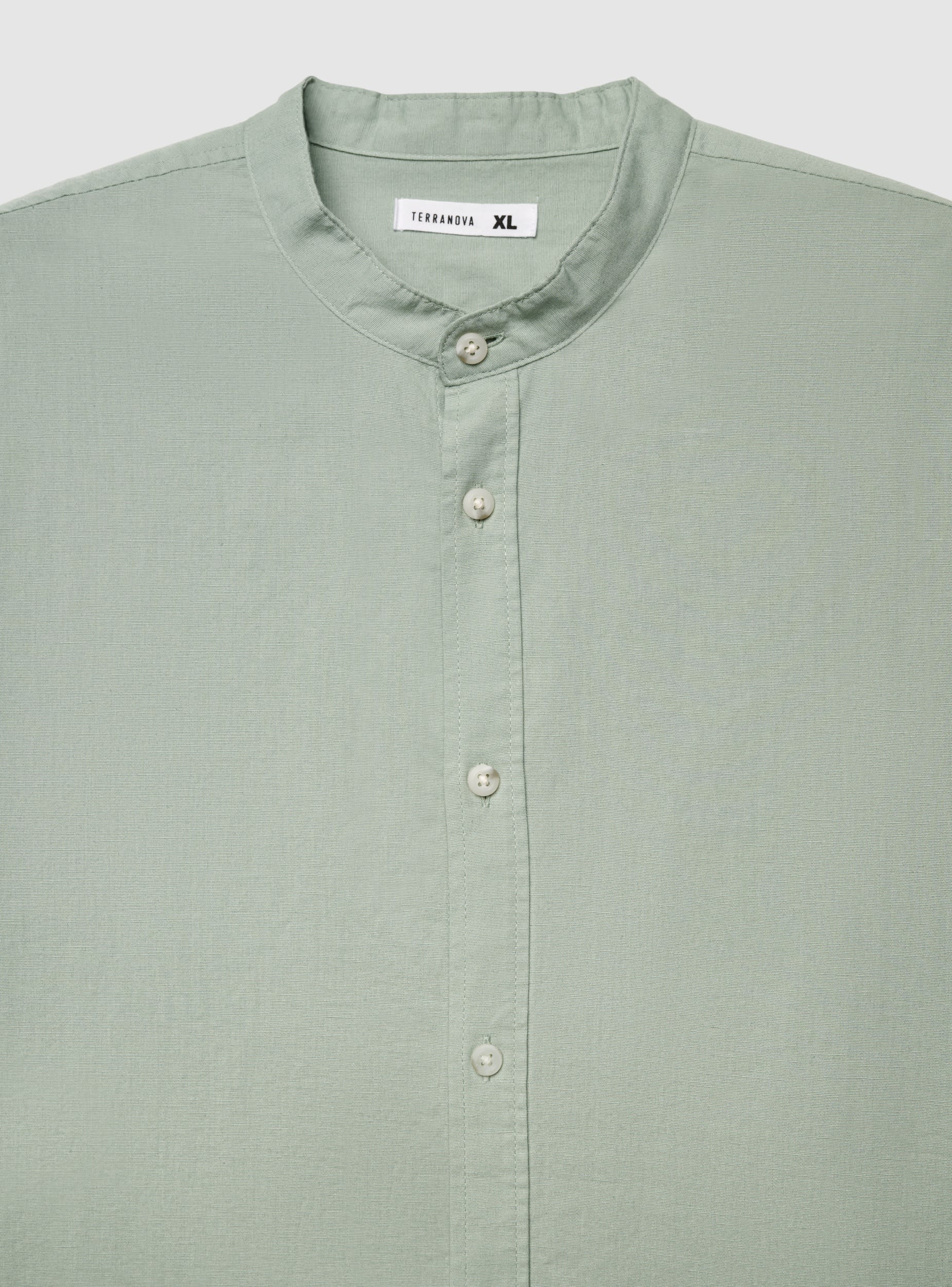 Camicia collo coreana misto lino - Image 5