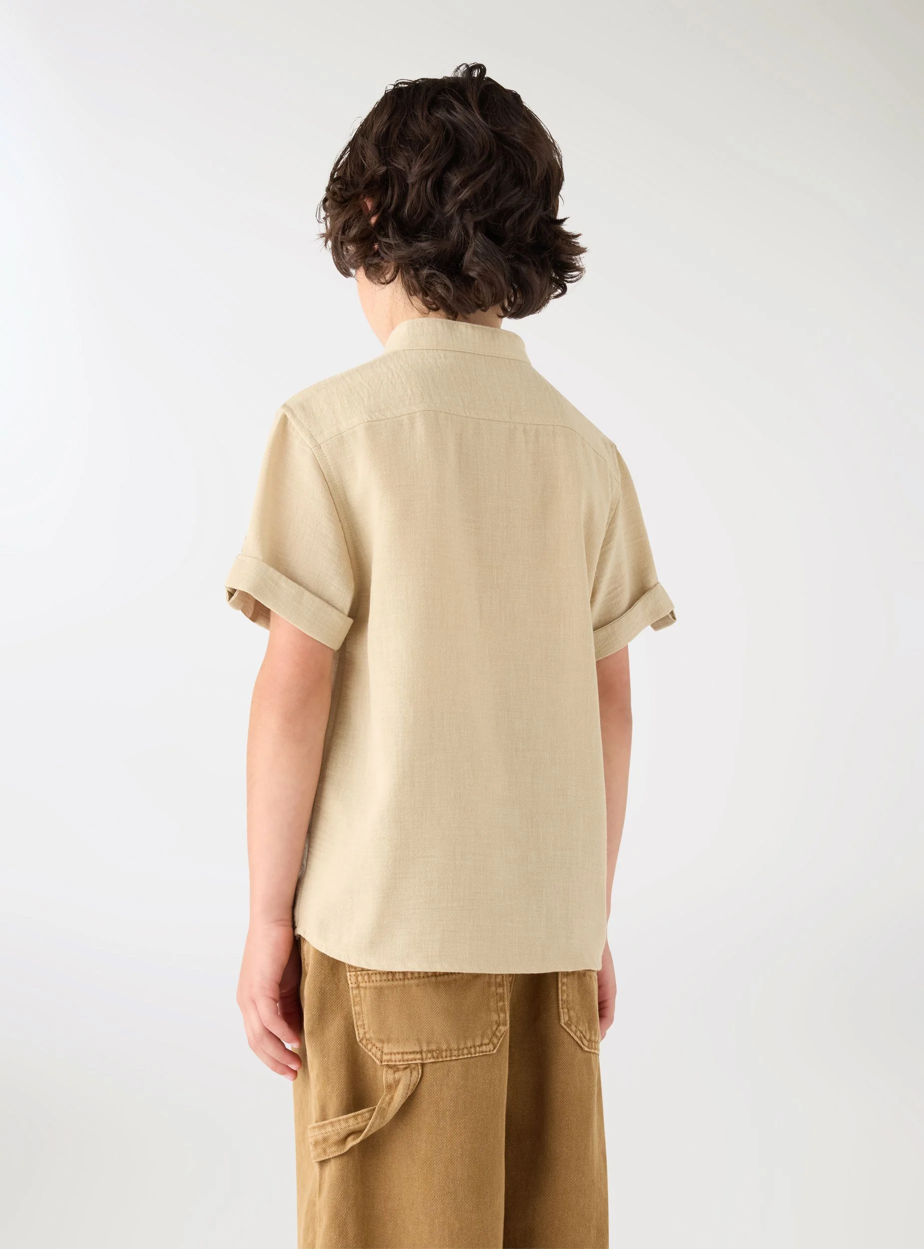 Camicia collo coreano effetto lino - Image 4