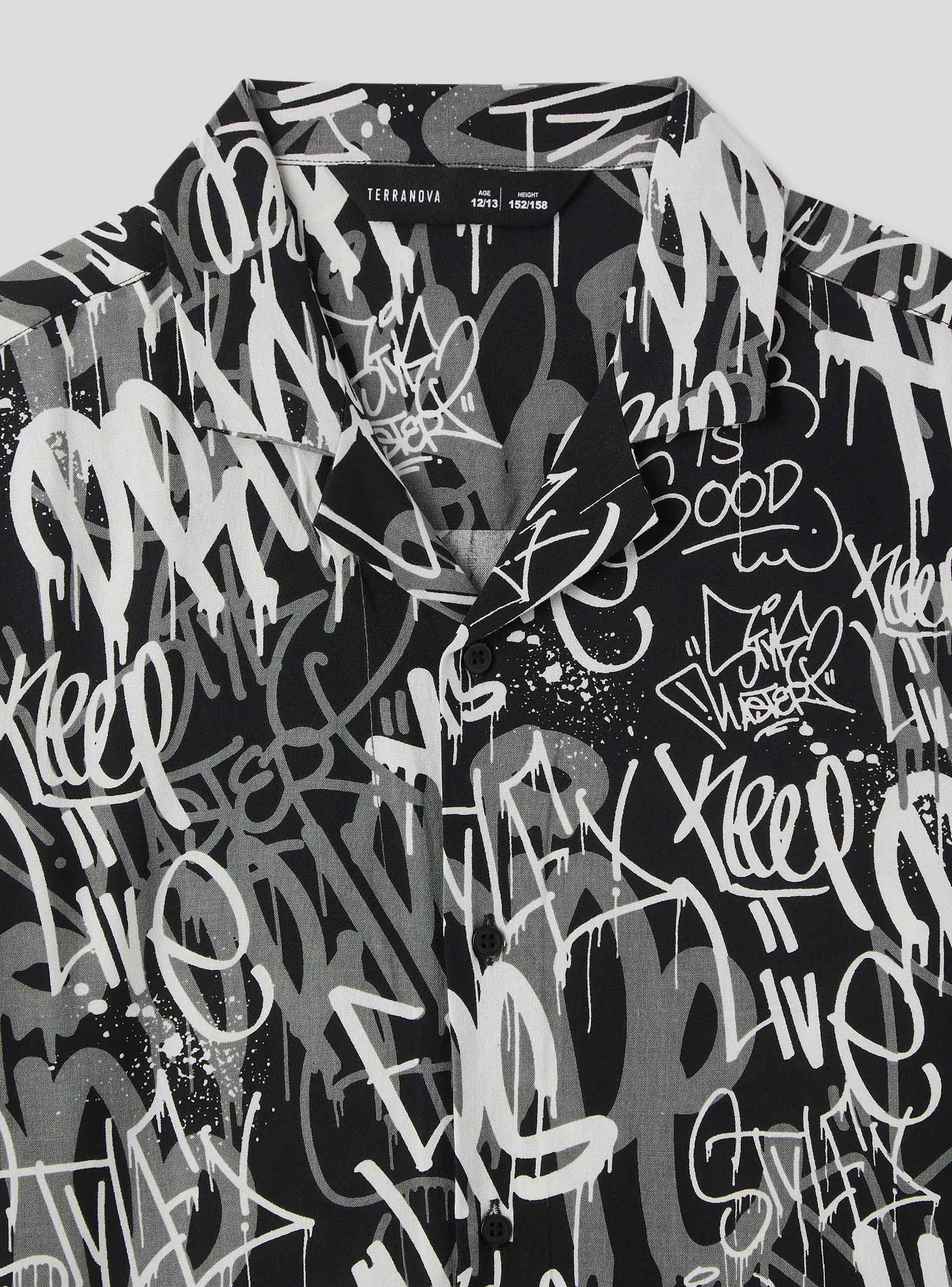 Camicia con fantasia scritte graffiti - Image 5