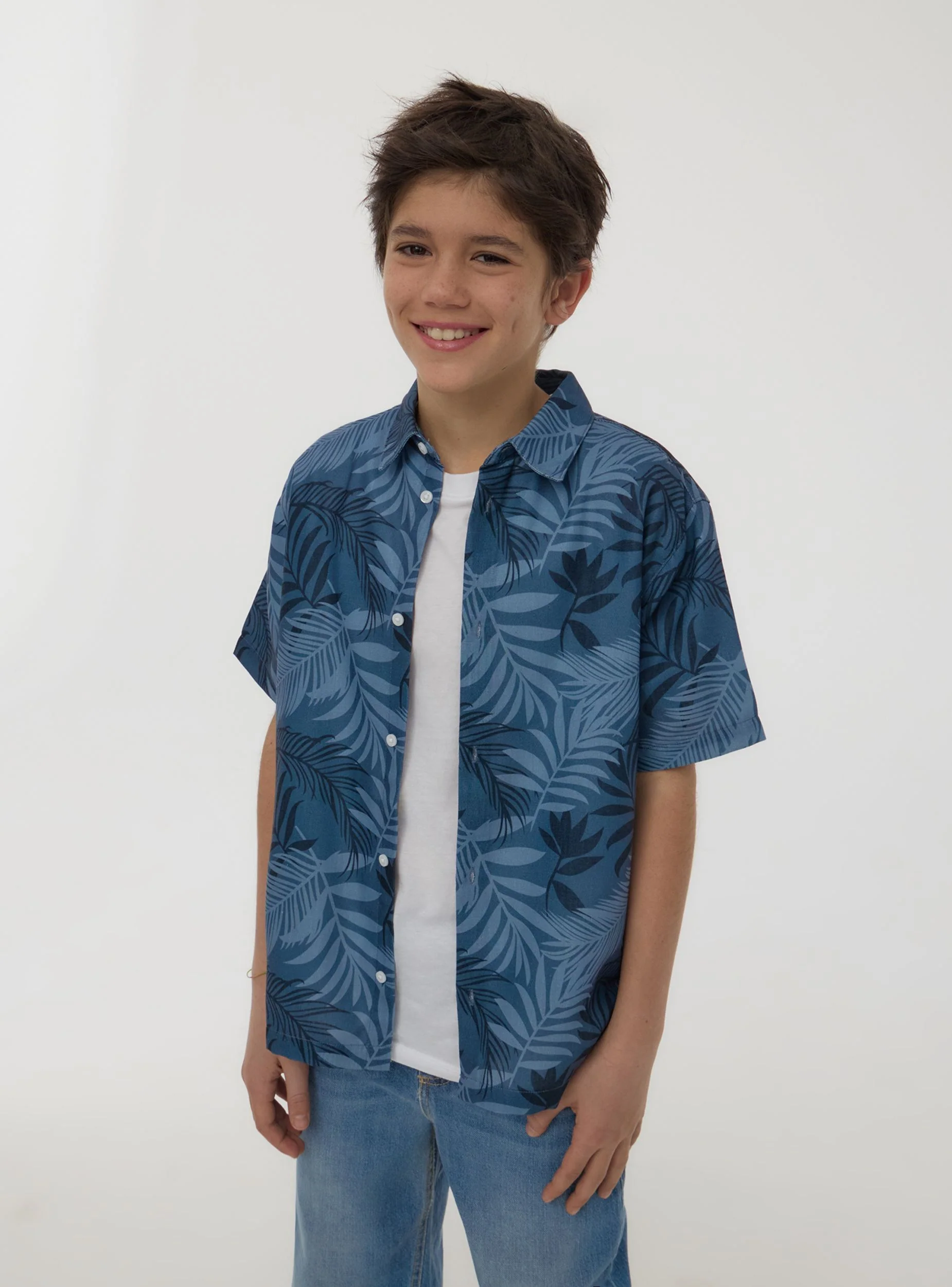 Camicia con stampa fogliame