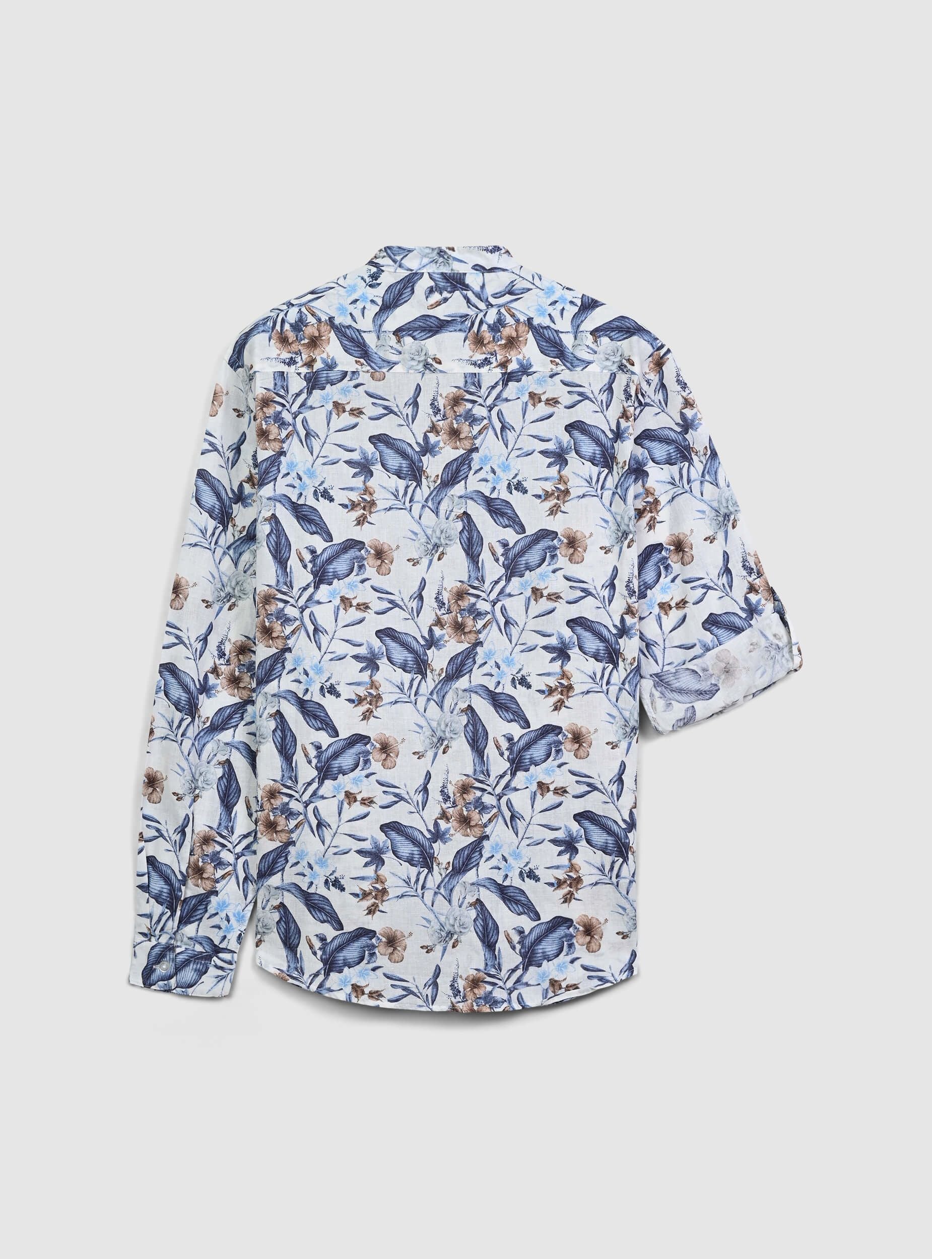 Camicia coreana a fiori in misto lino - Image 2