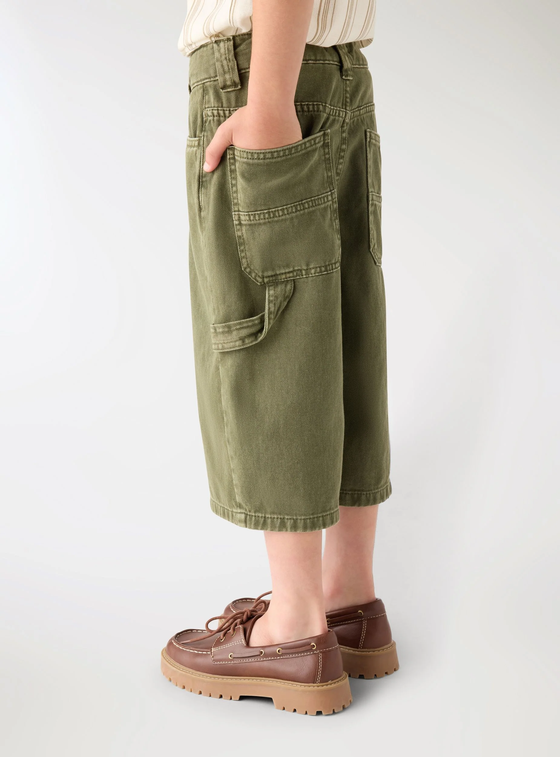 Camicia coreana a righe effetto lino - Image 2