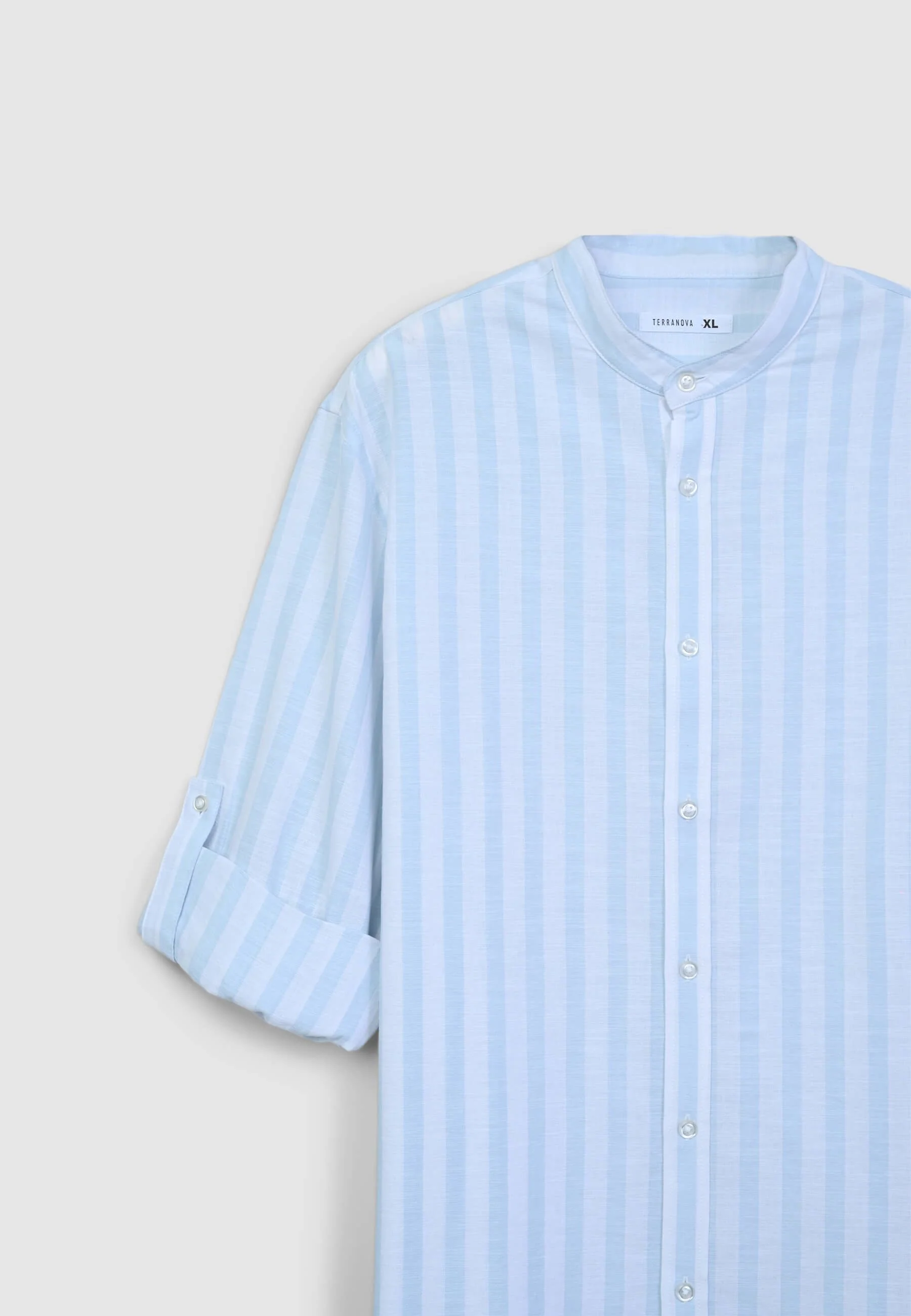 Camicia coreana a righe in misto lino - Image 4