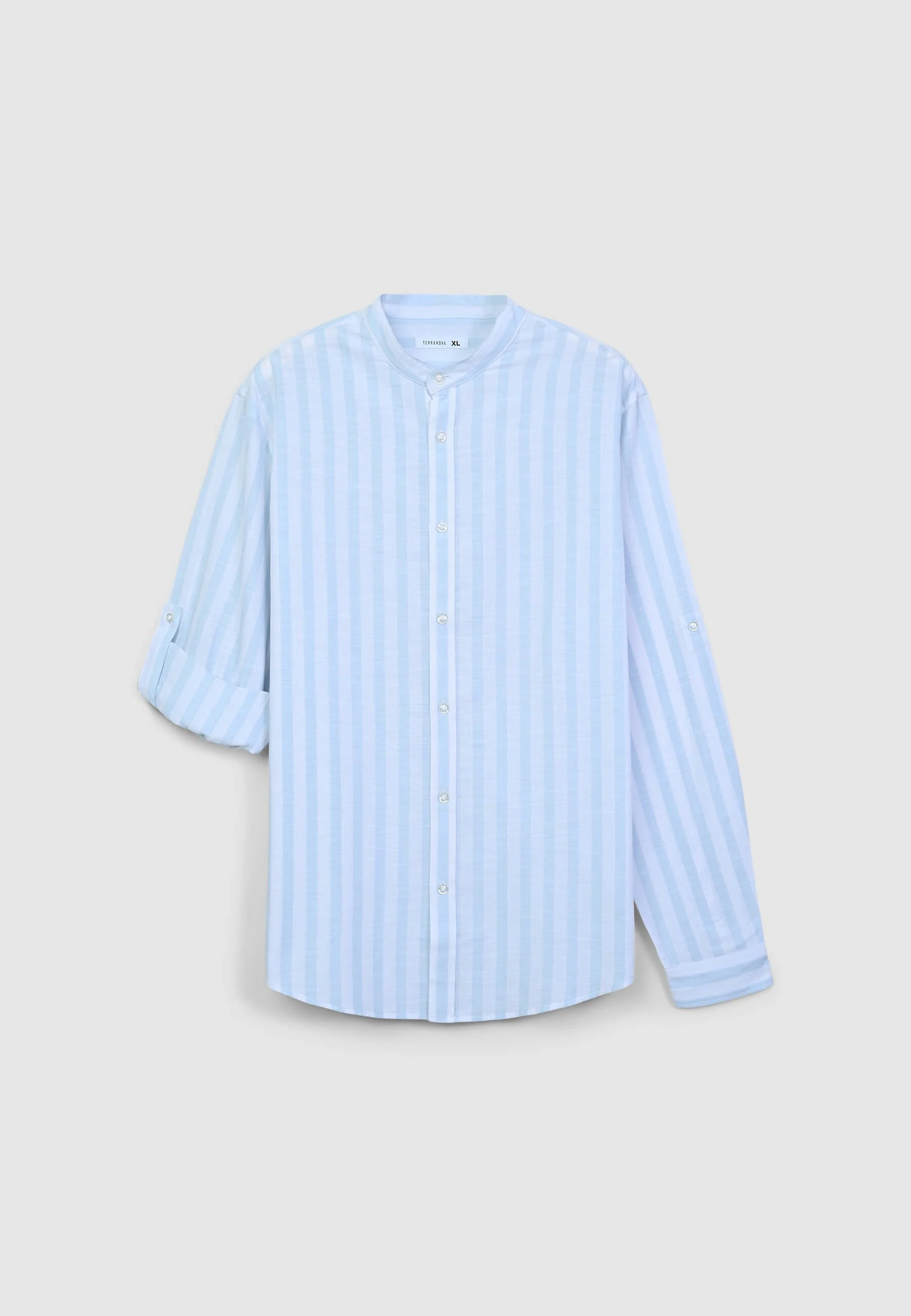 Camicia coreana a righe in misto lino - Image 5
