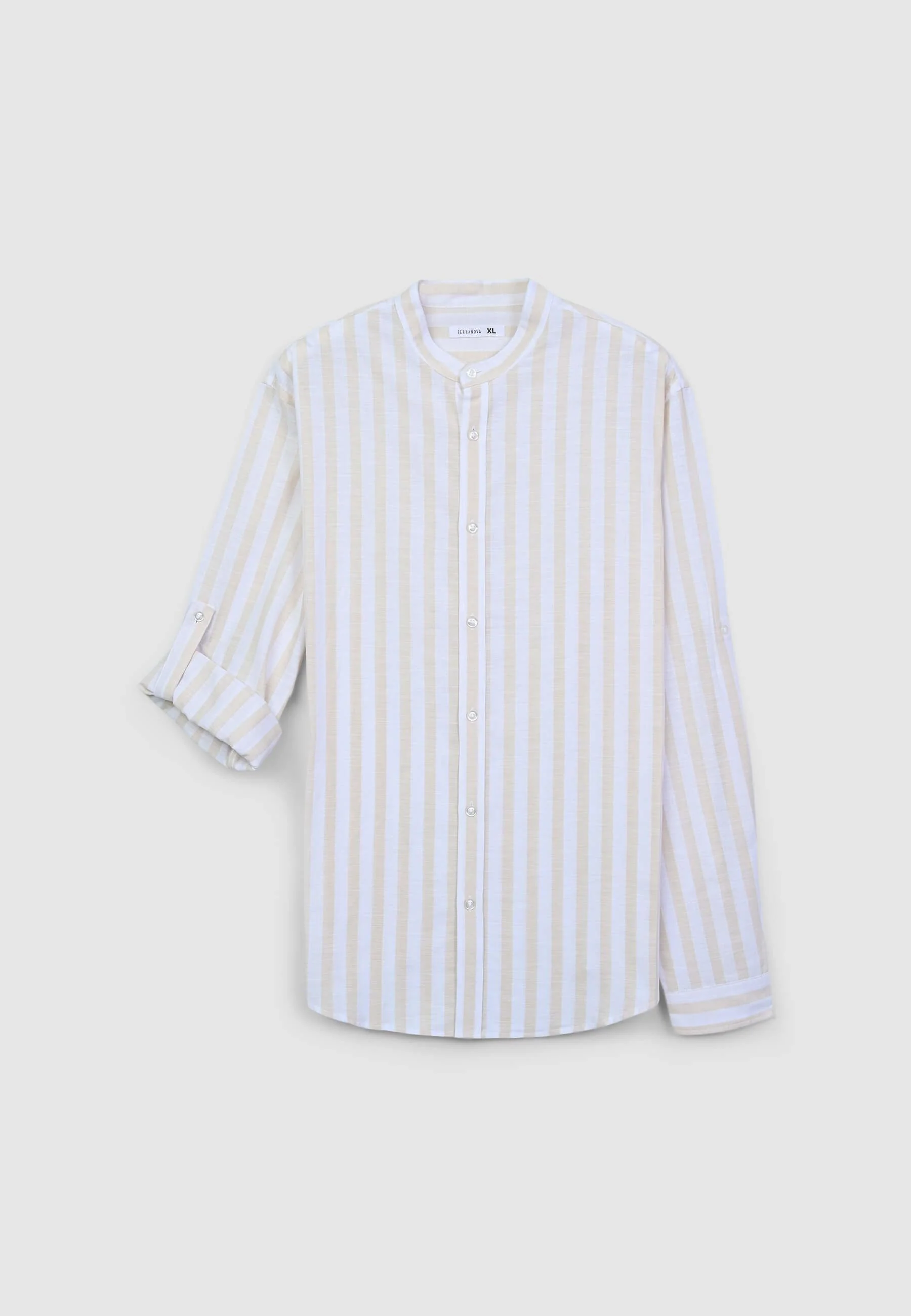 Camicia coreana a righe in misto lino - Image 4