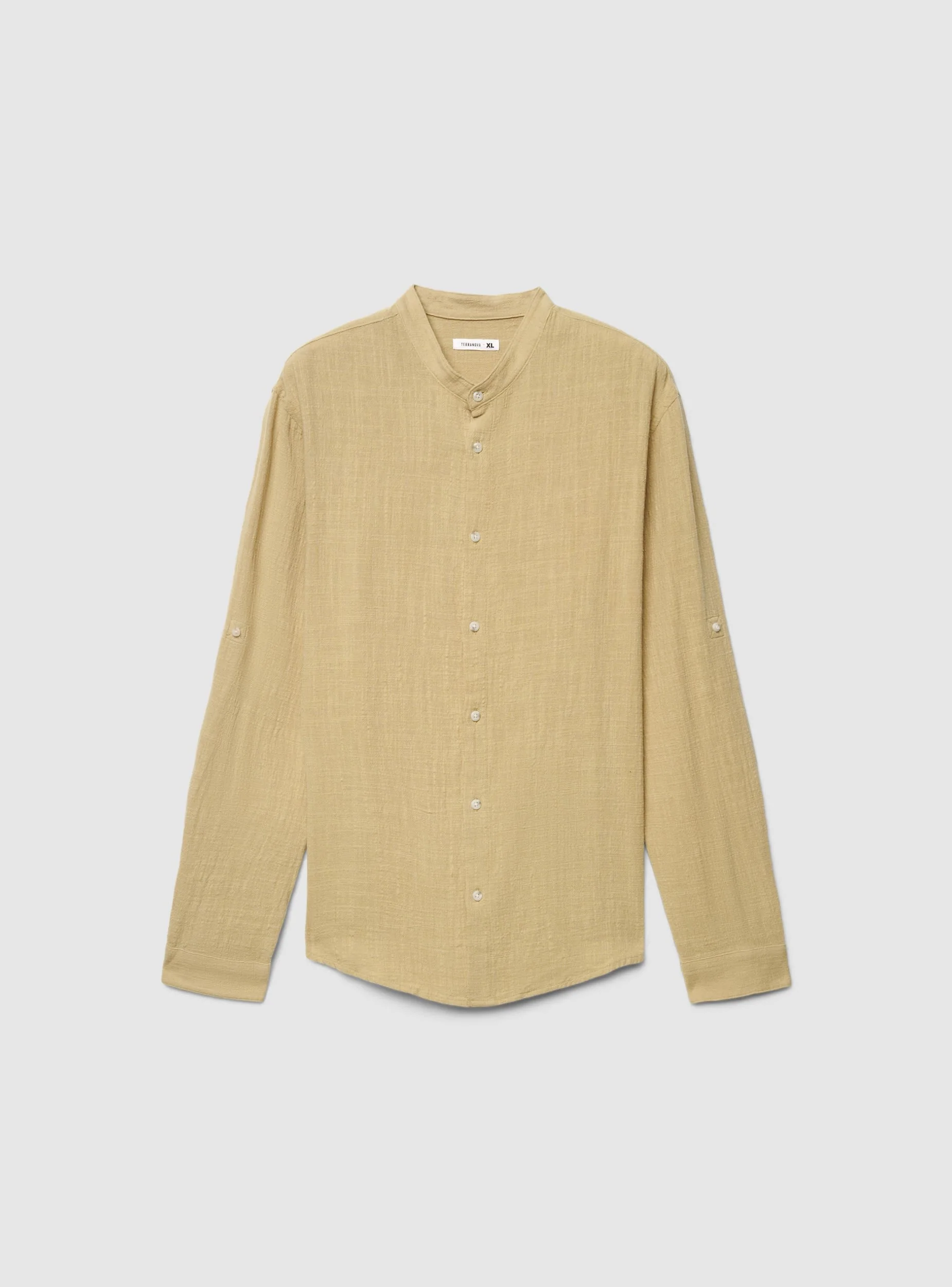 Camicia coreana goffrata a tinta unita - Image 5