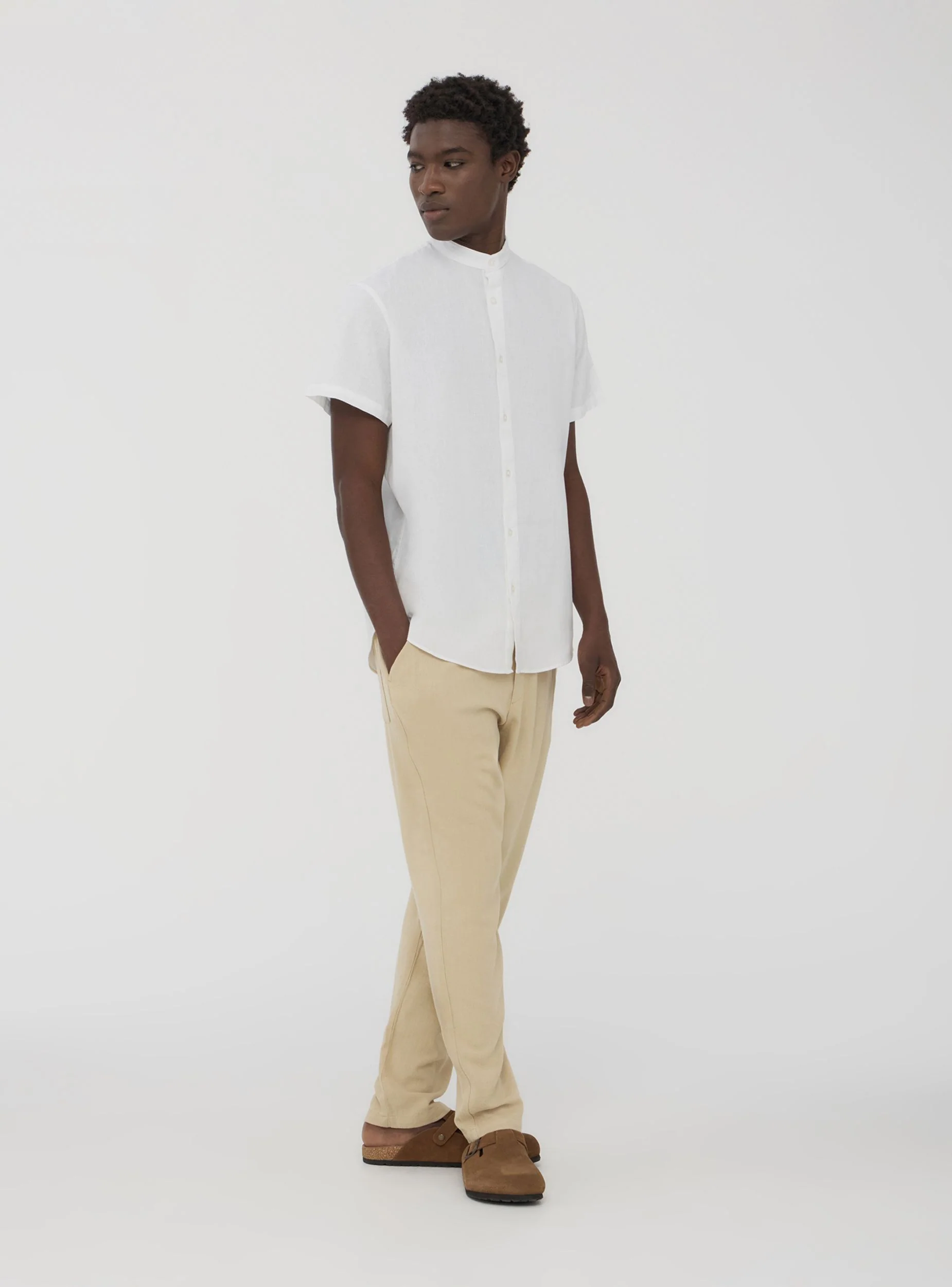 Camicia coreana in misto lino