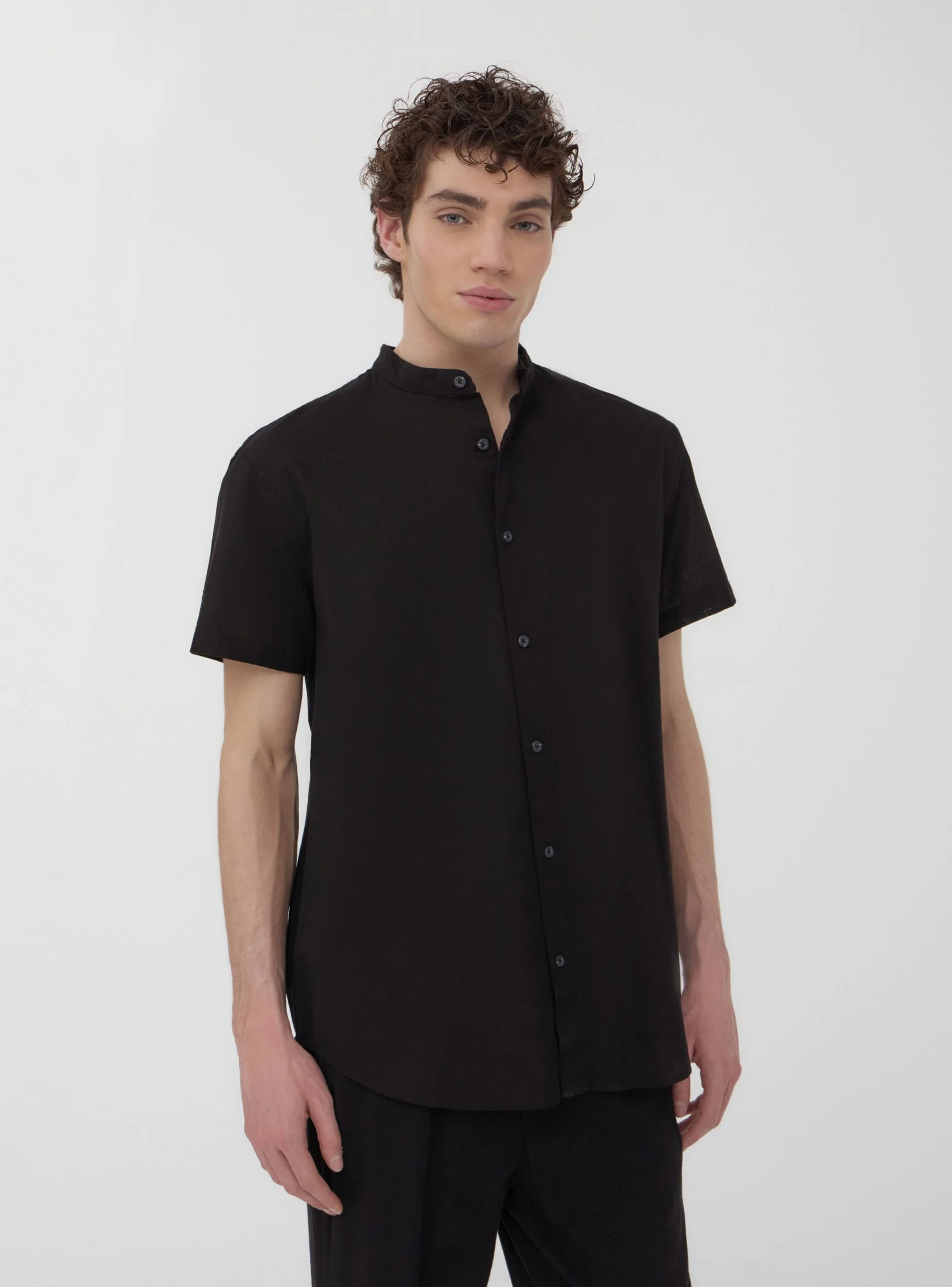 Camicia coreana in misto lino