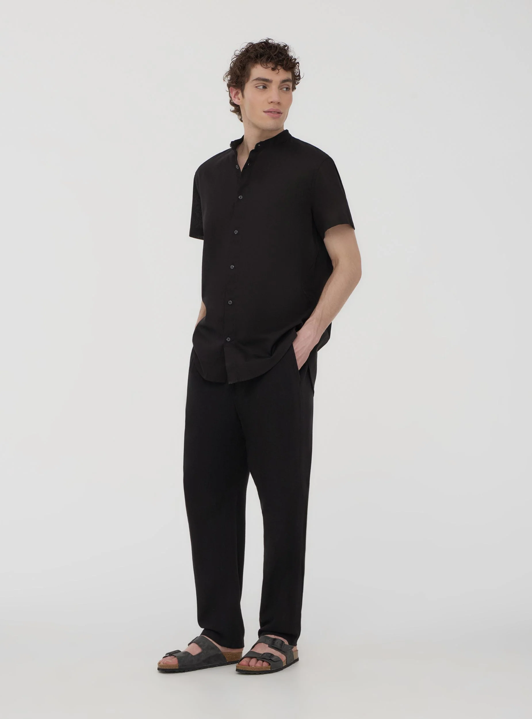 Camicia coreana in misto lino - Image 2
