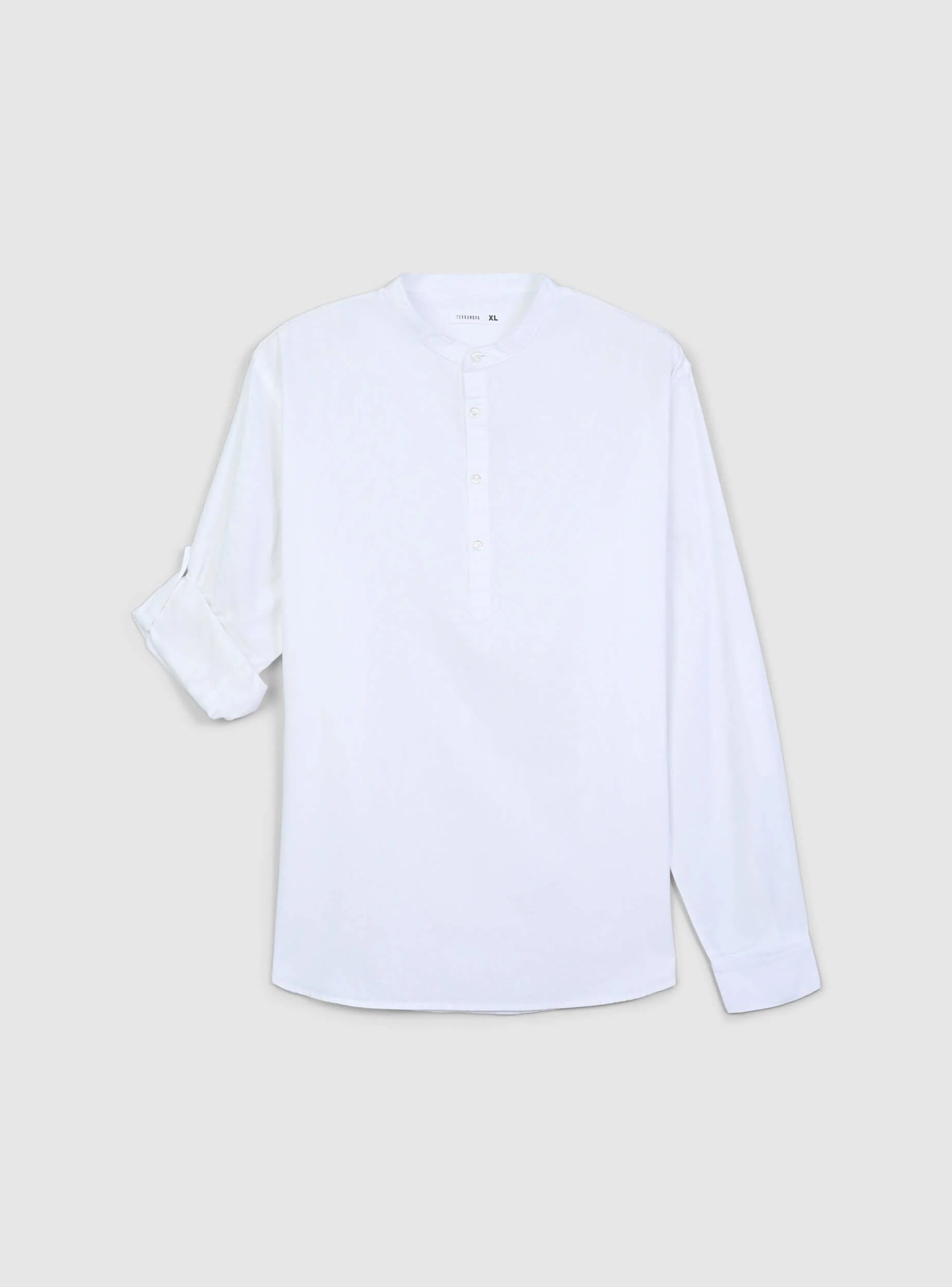 Camicia coreana in misto lino con maniche roll-up - Image 4