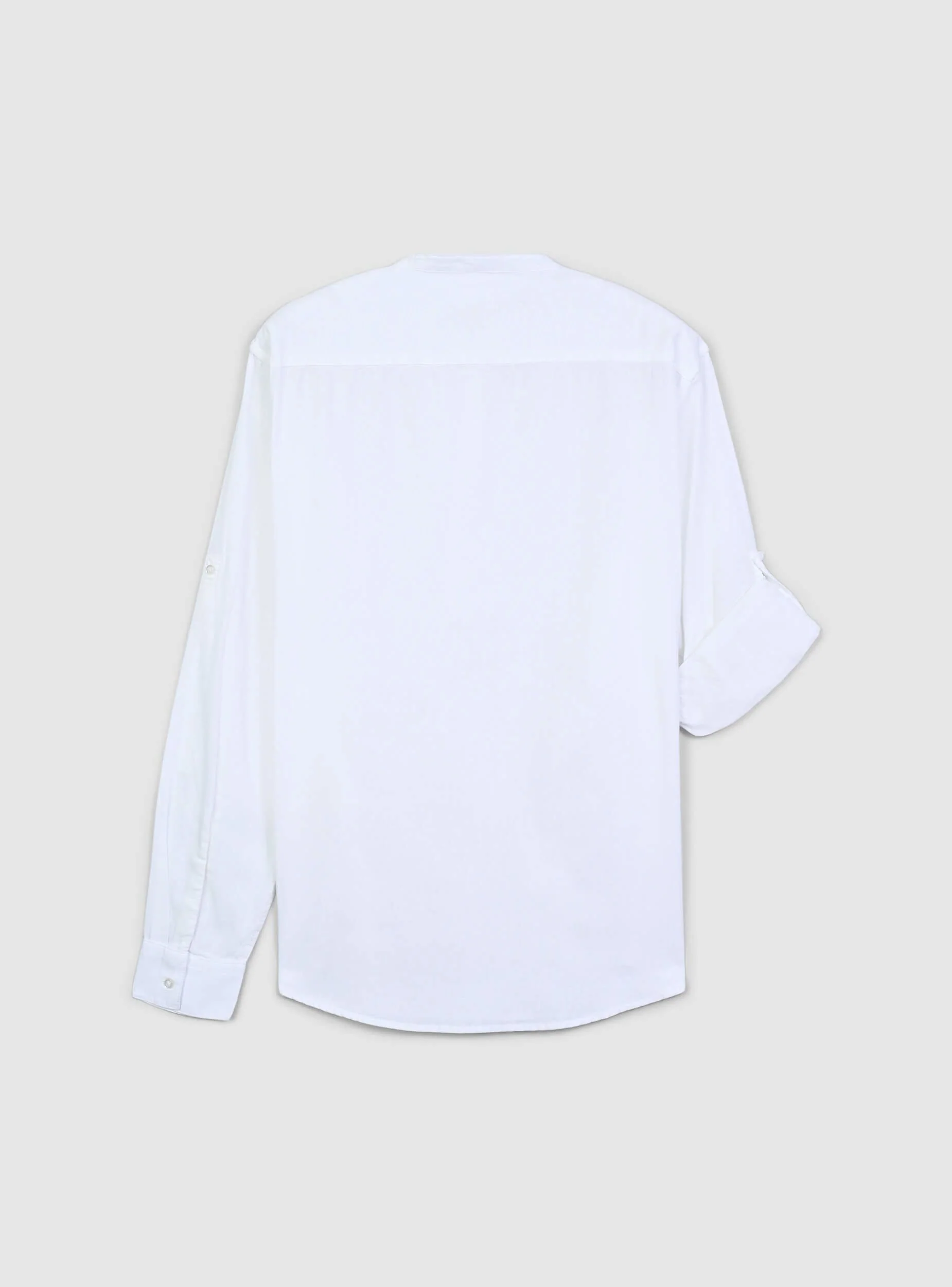 Camicia coreana in misto lino con maniche roll-up - Image 6