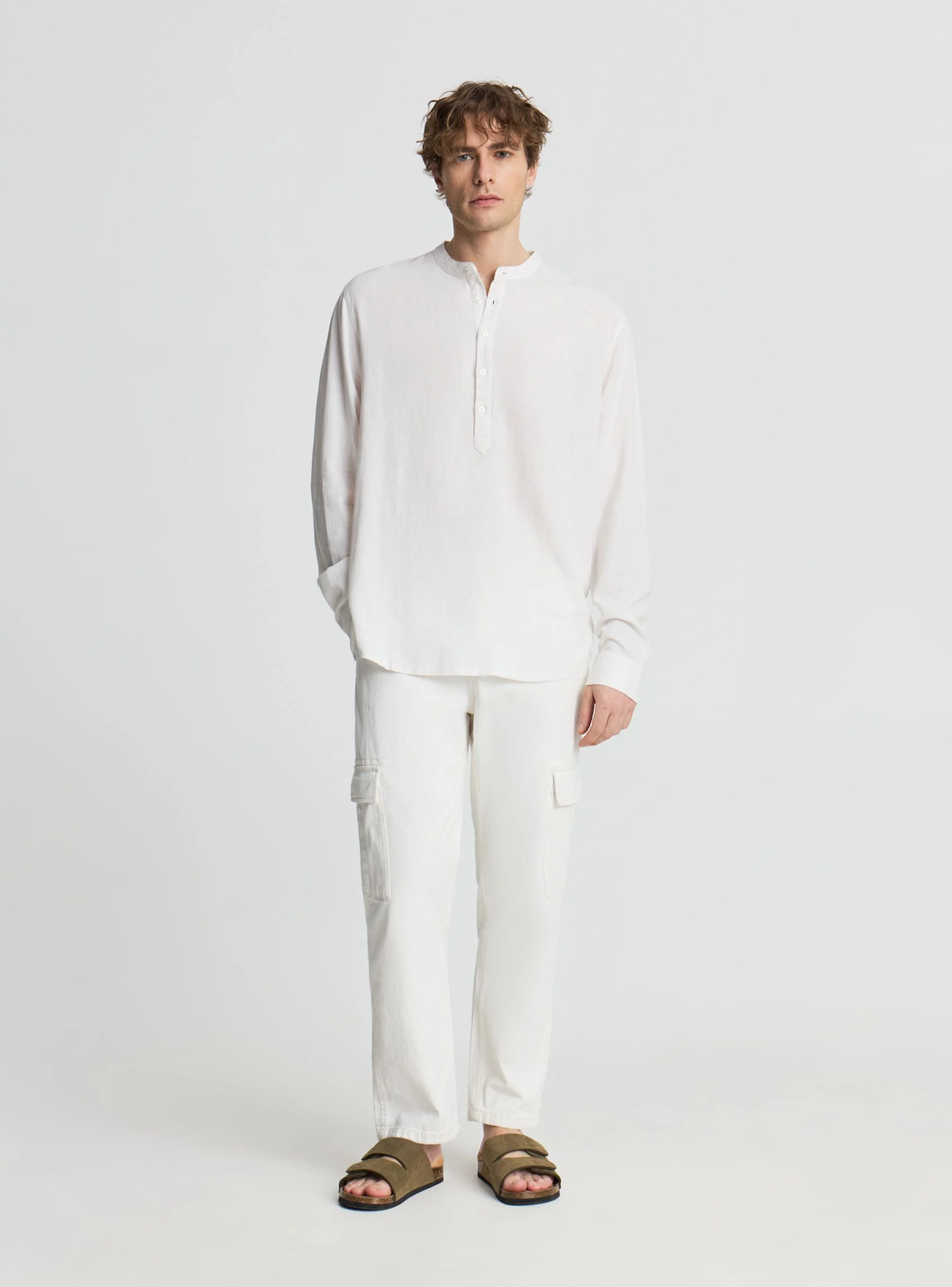 Camicia coreana misto lino - Image 2