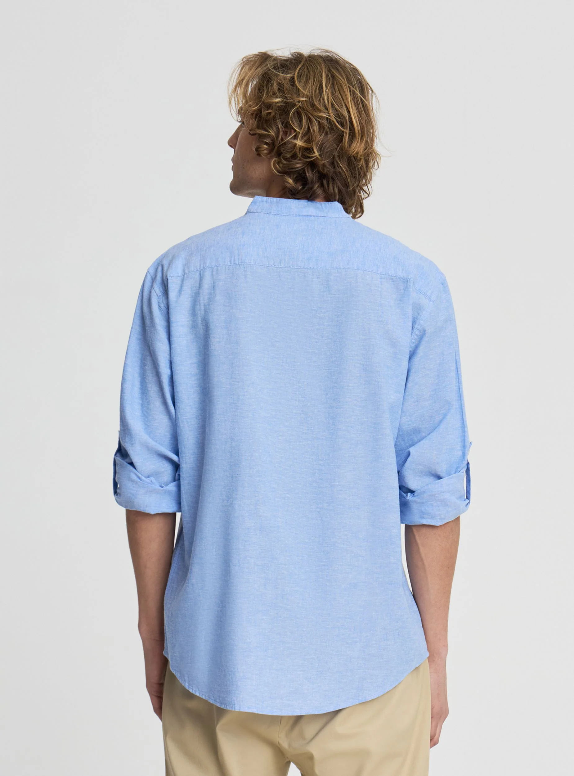Camicia coreana tinta unita - Image 3