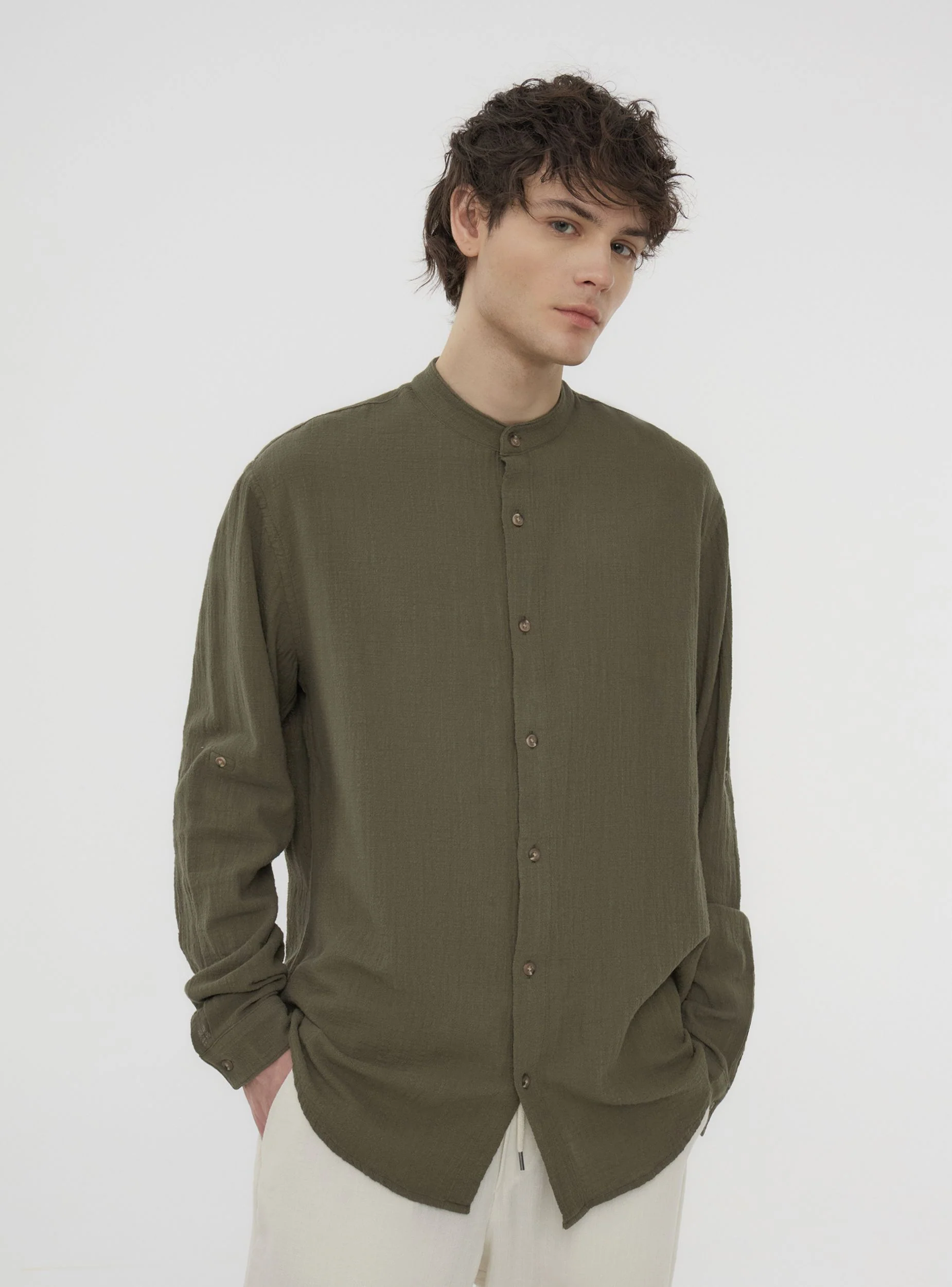 Camicia coreana tinta unita