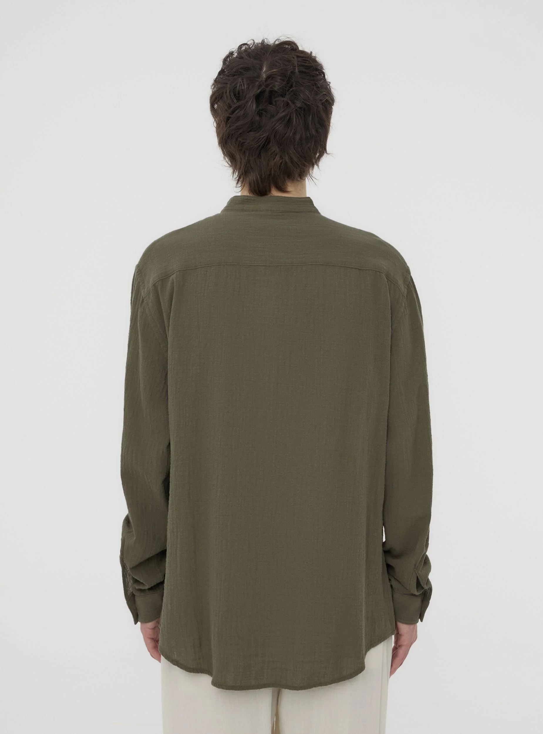 Camicia coreana tinta unita - Image 2