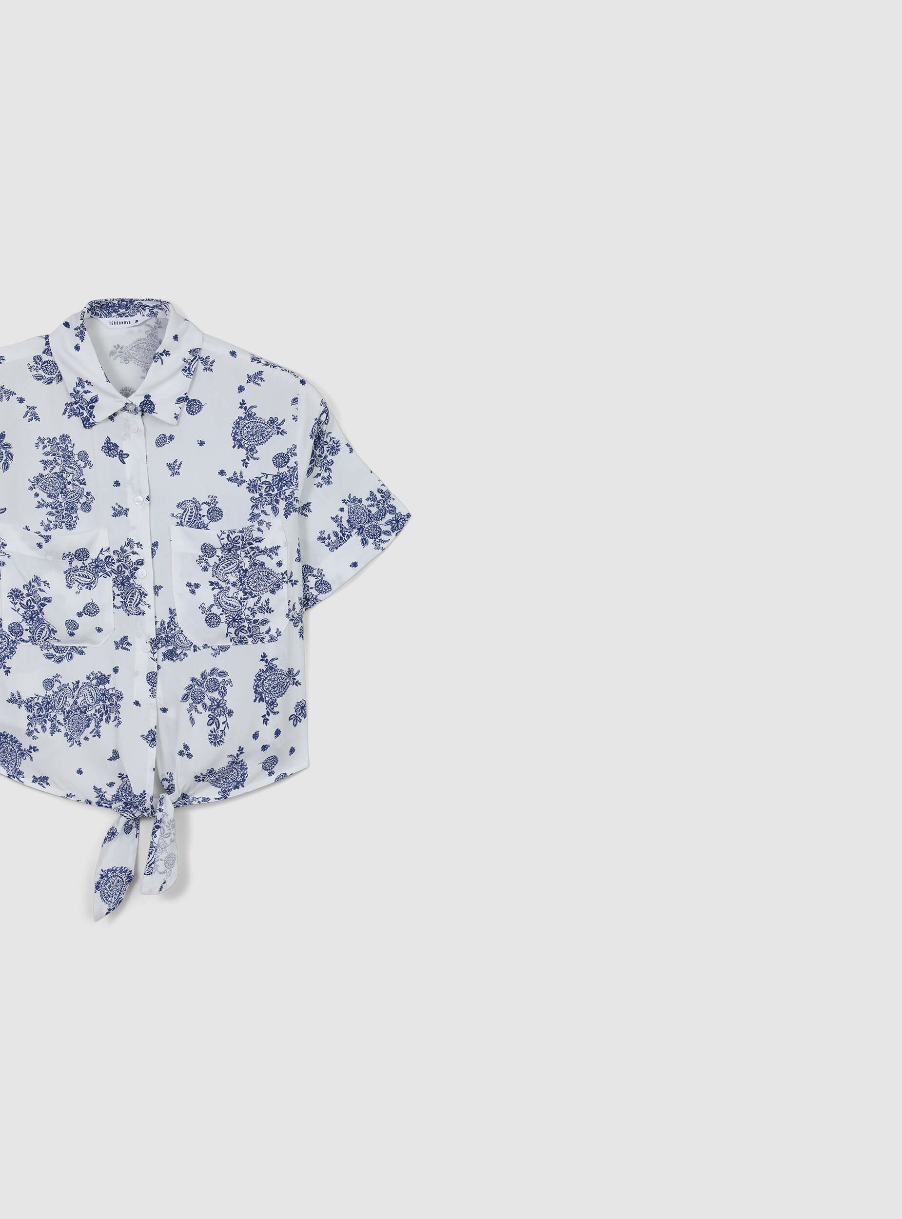 Camicia crop con nodo a fantasia - Image 5